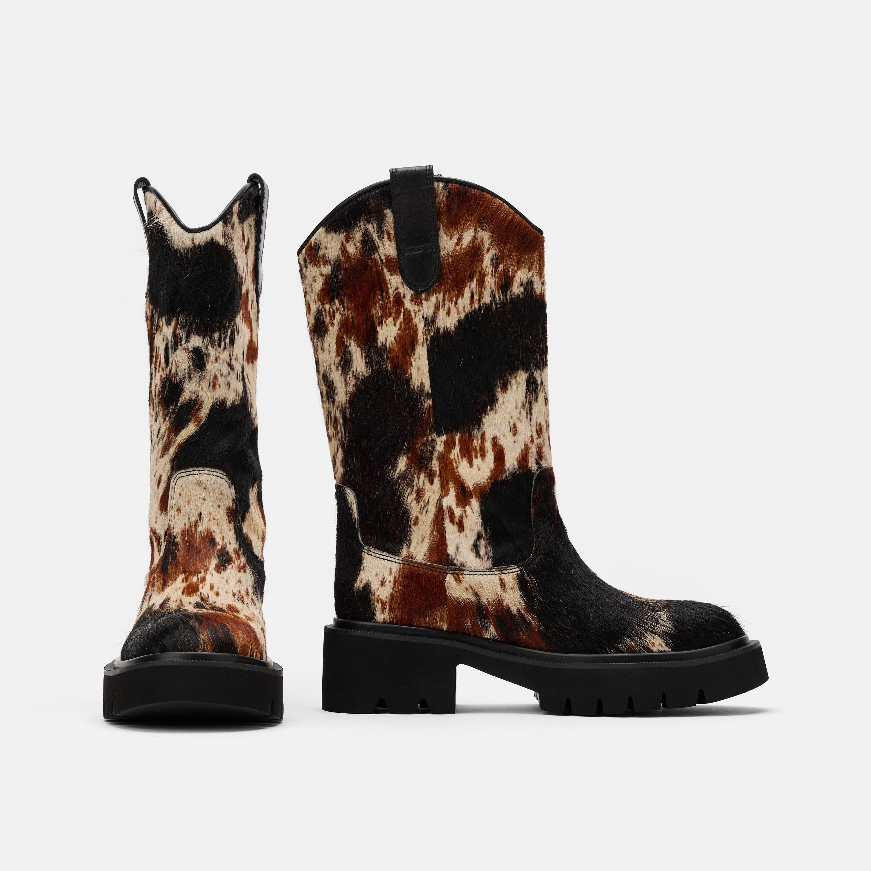 Daisy Dark Horse Pony Hair Lug Cowgirl Boots