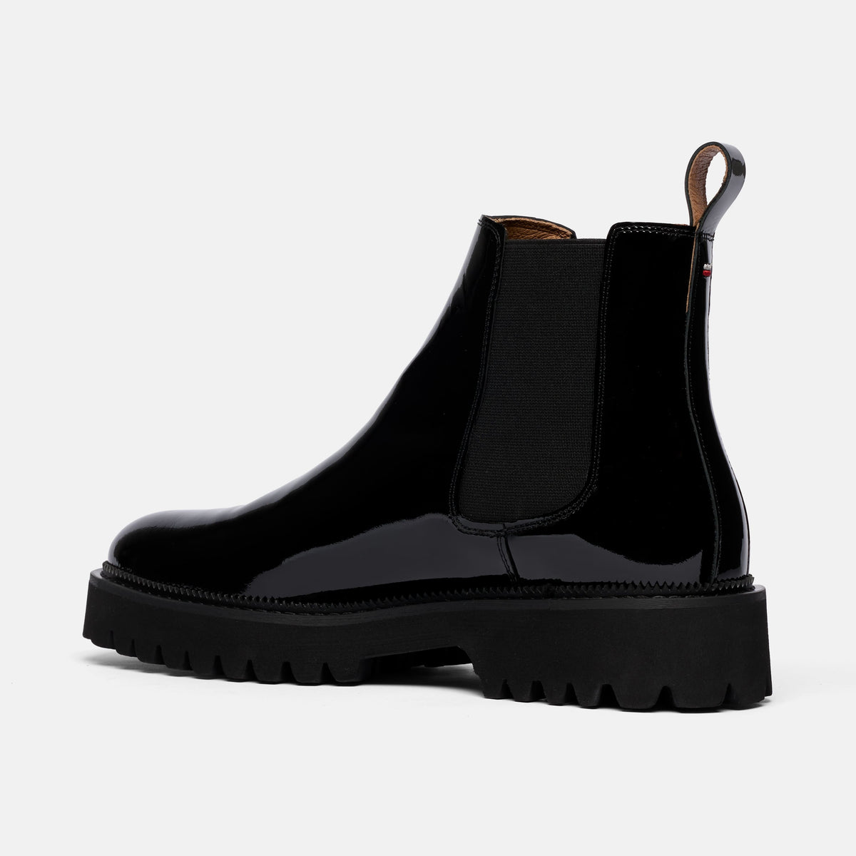 Dax Black Patent Leather Chelsea Boots