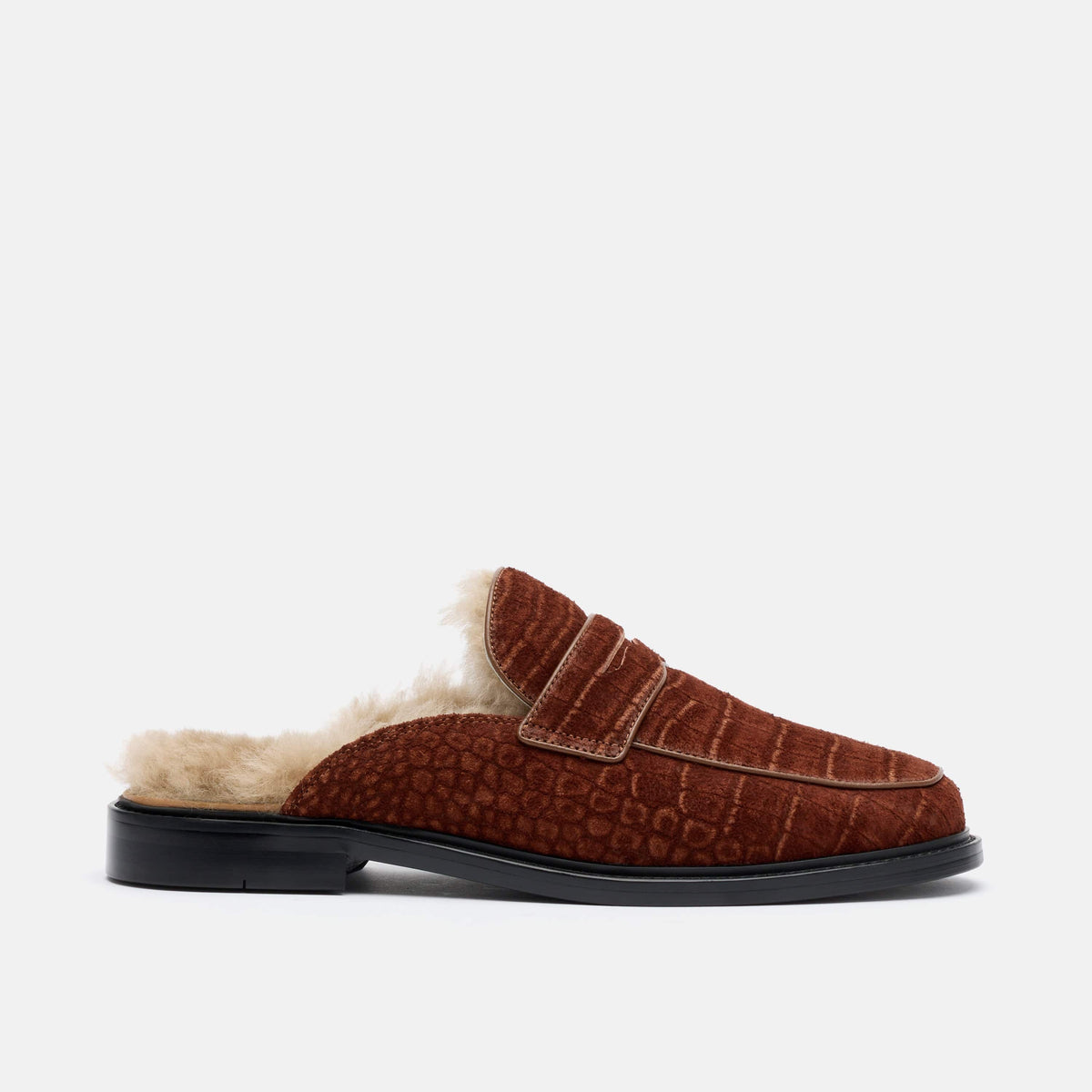Del Mar Croc Suede Loafer Mules