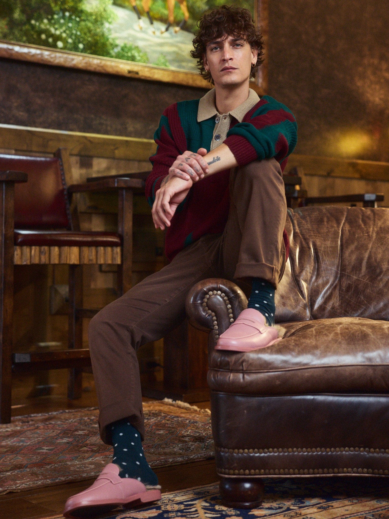 Del Mar Pink Leather Loafer Mules