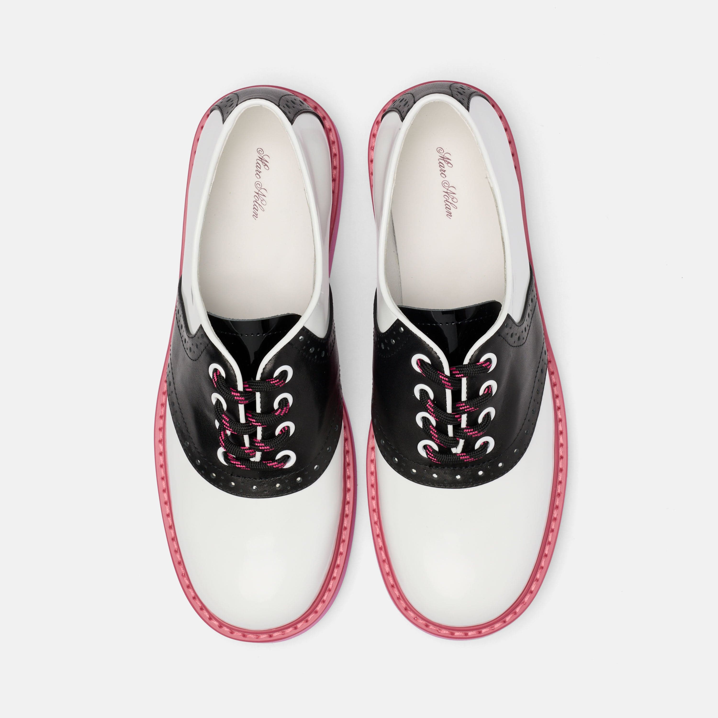 Demi White/Black Leather Lug Oxfords