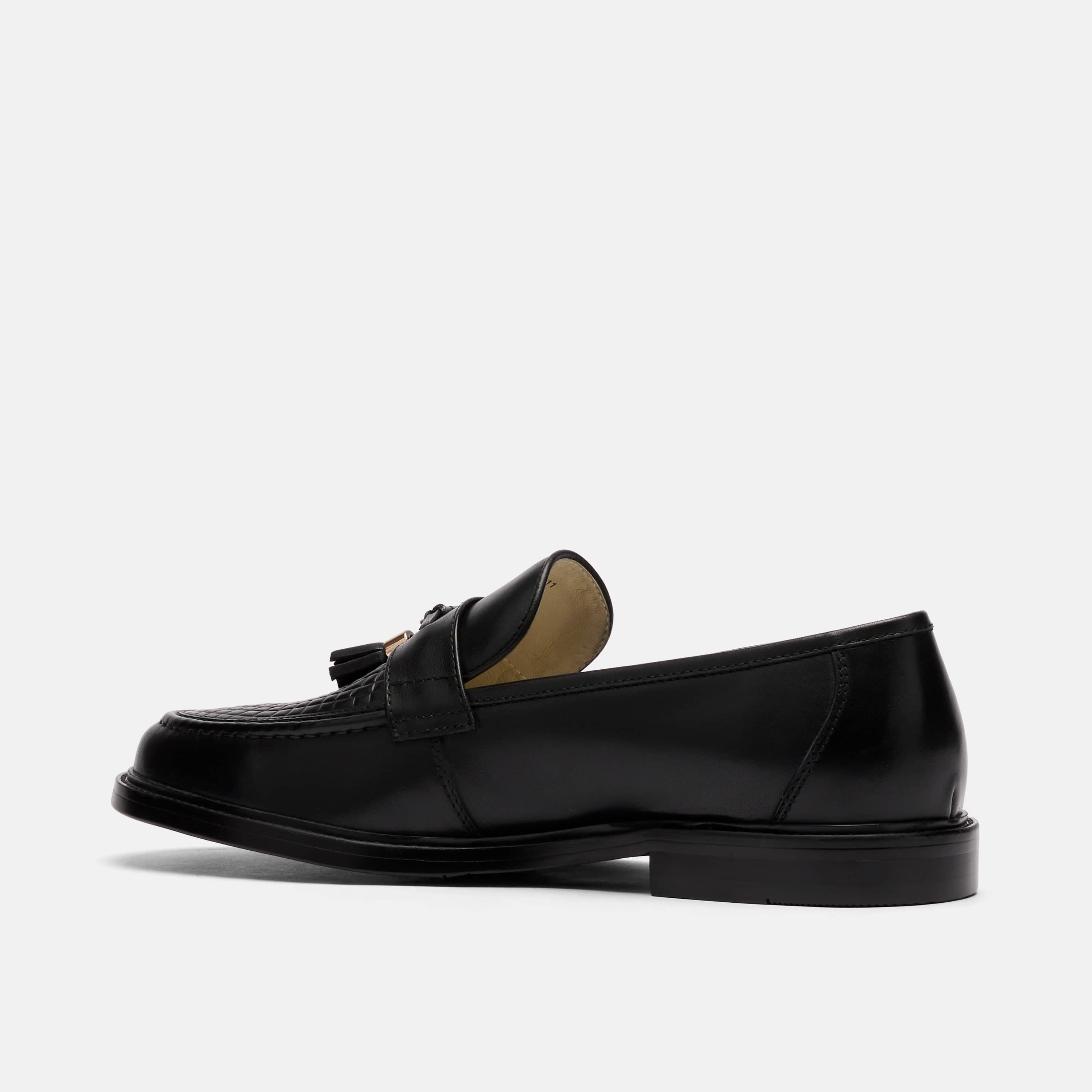 Denzel Black Calf Leather Tassel Loafers