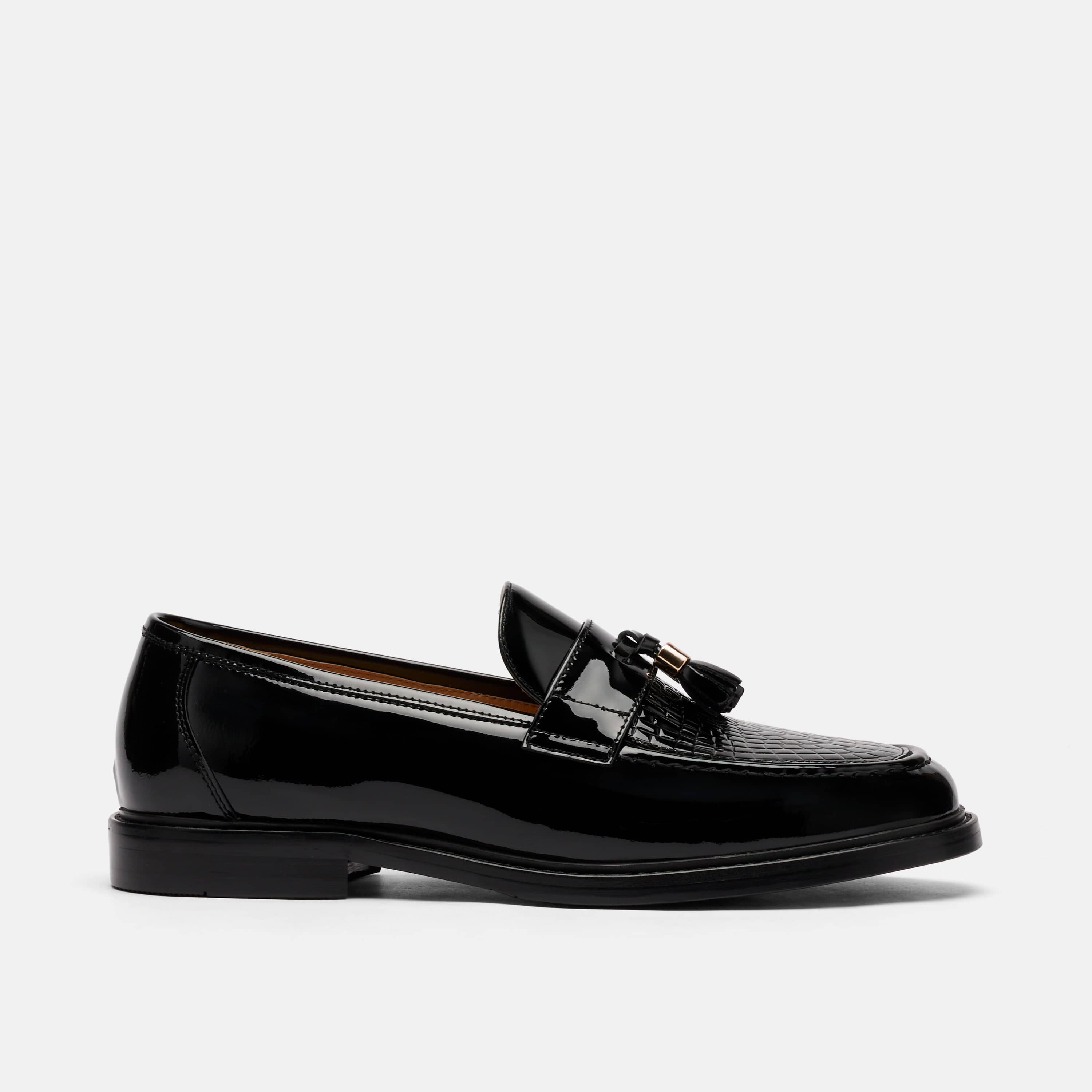 Denzel Black Patent Leather Tassel Loafers