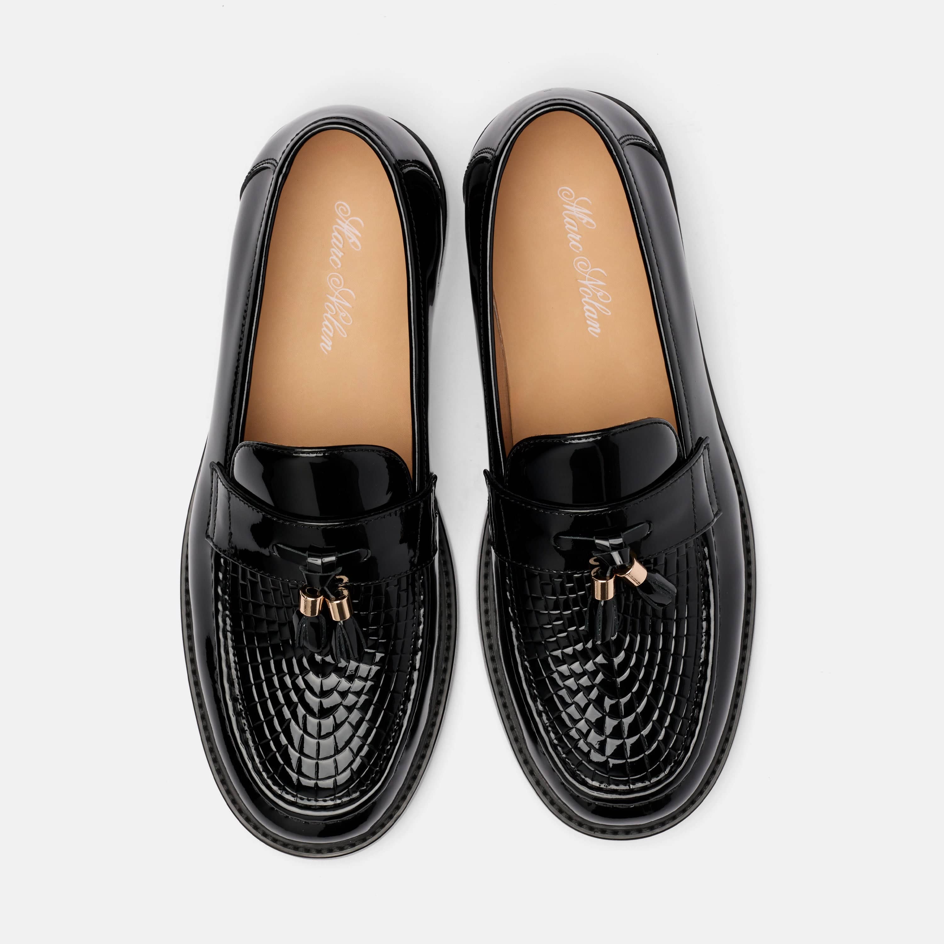 Denzel Black Patent Leather Tassel Loafers
