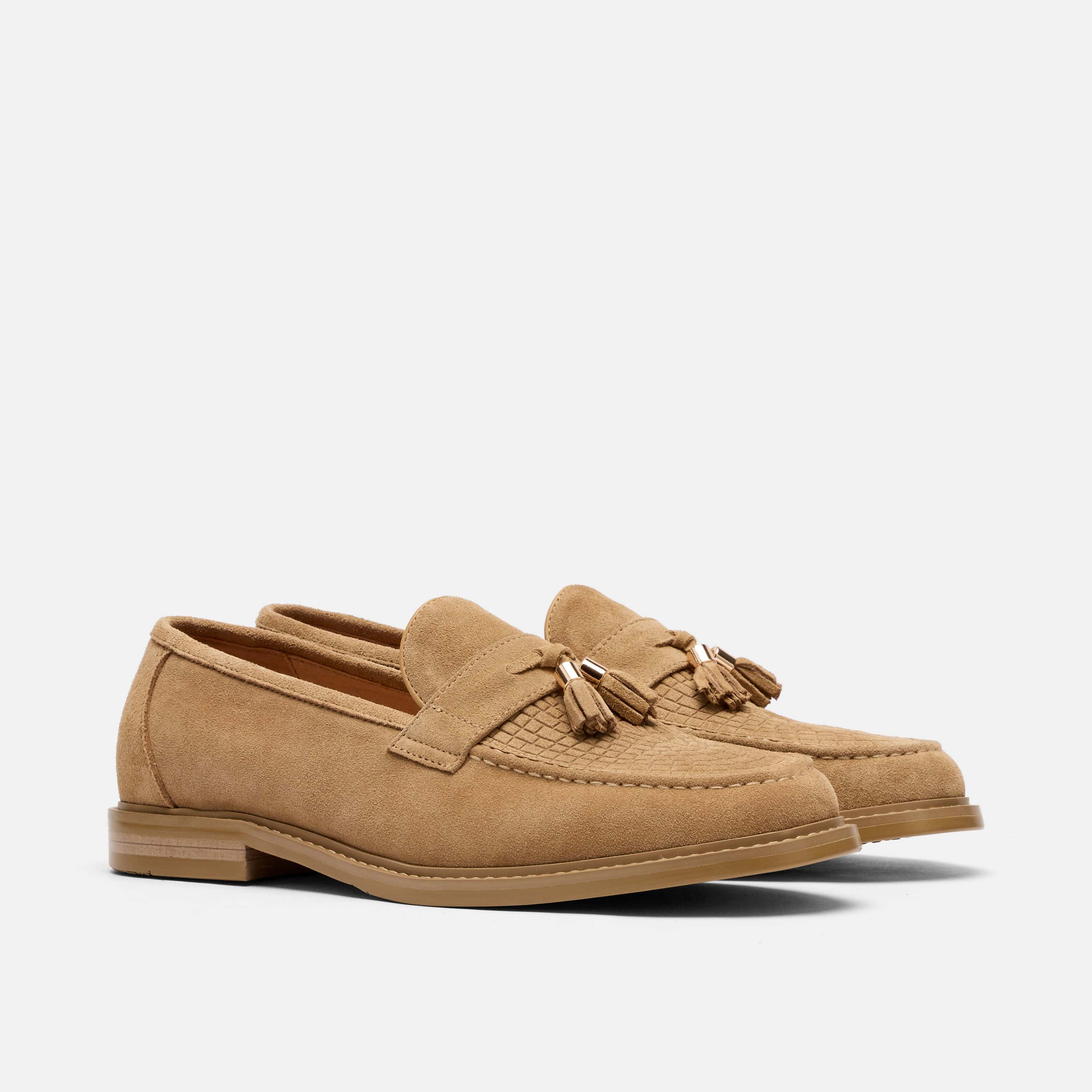 Denzel Light Caramel Suede Tassel Loafers