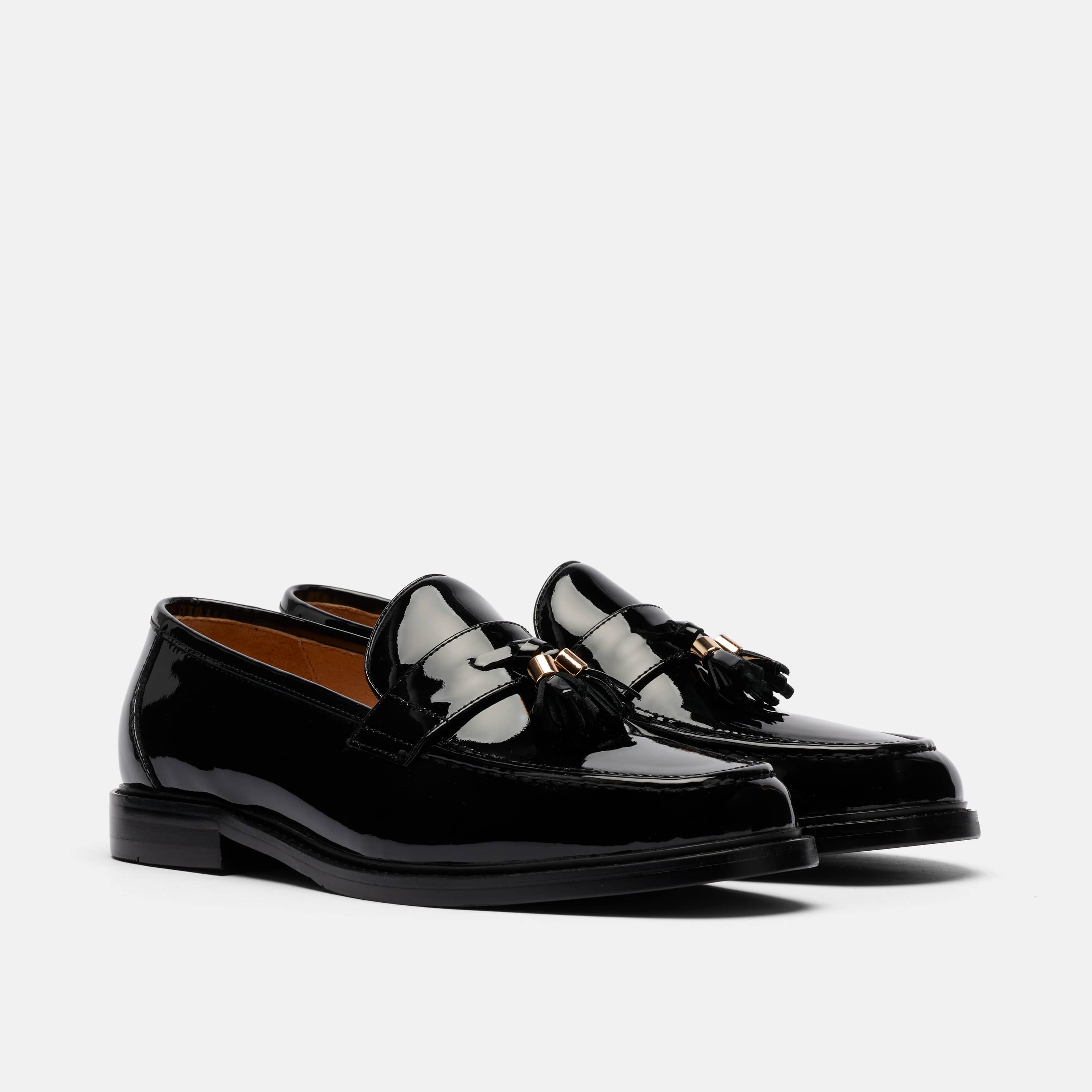 Denzel Black Patent Leather Tassel Loafers