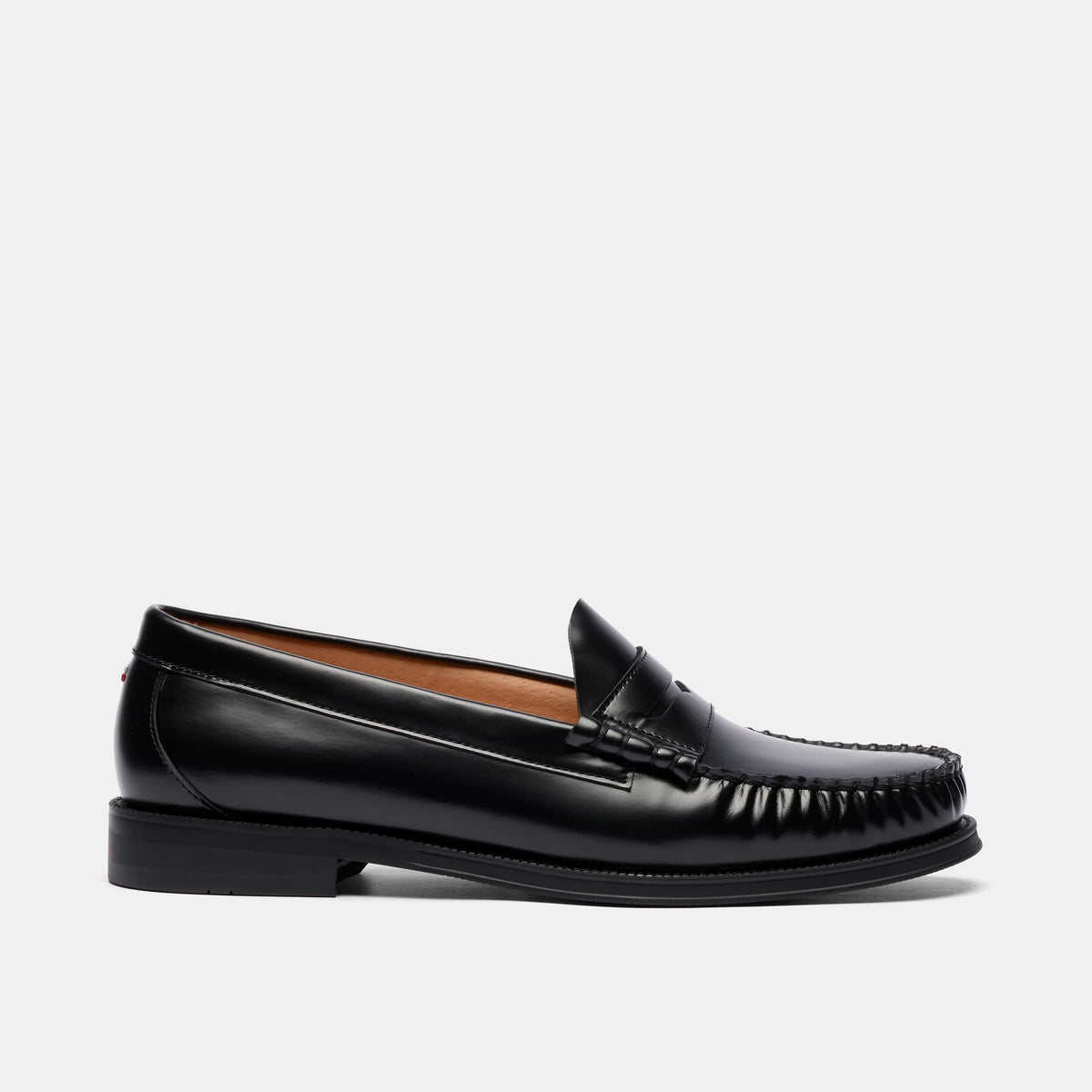Dez Black Leather Moc Toe Penny Loafers