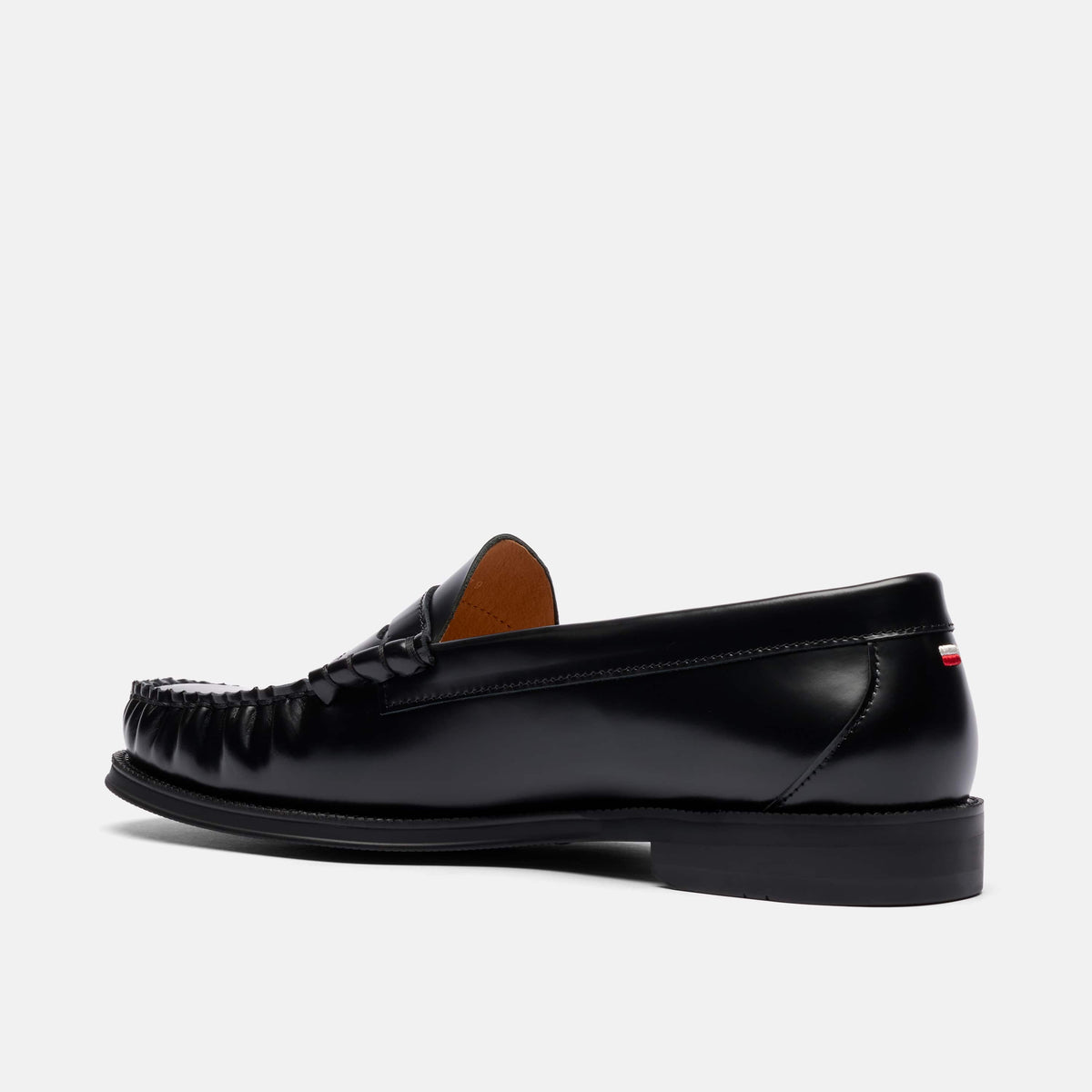 Dez Black Leather Moc Toe Penny Loafers
