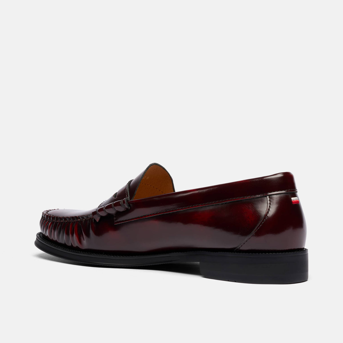 Dez Burgundy Patent Leather Moc Toe Penny Loafers