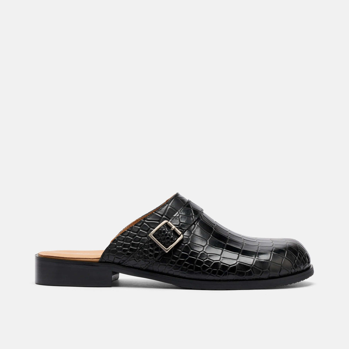 Diego Croc Leather Strap Mules
