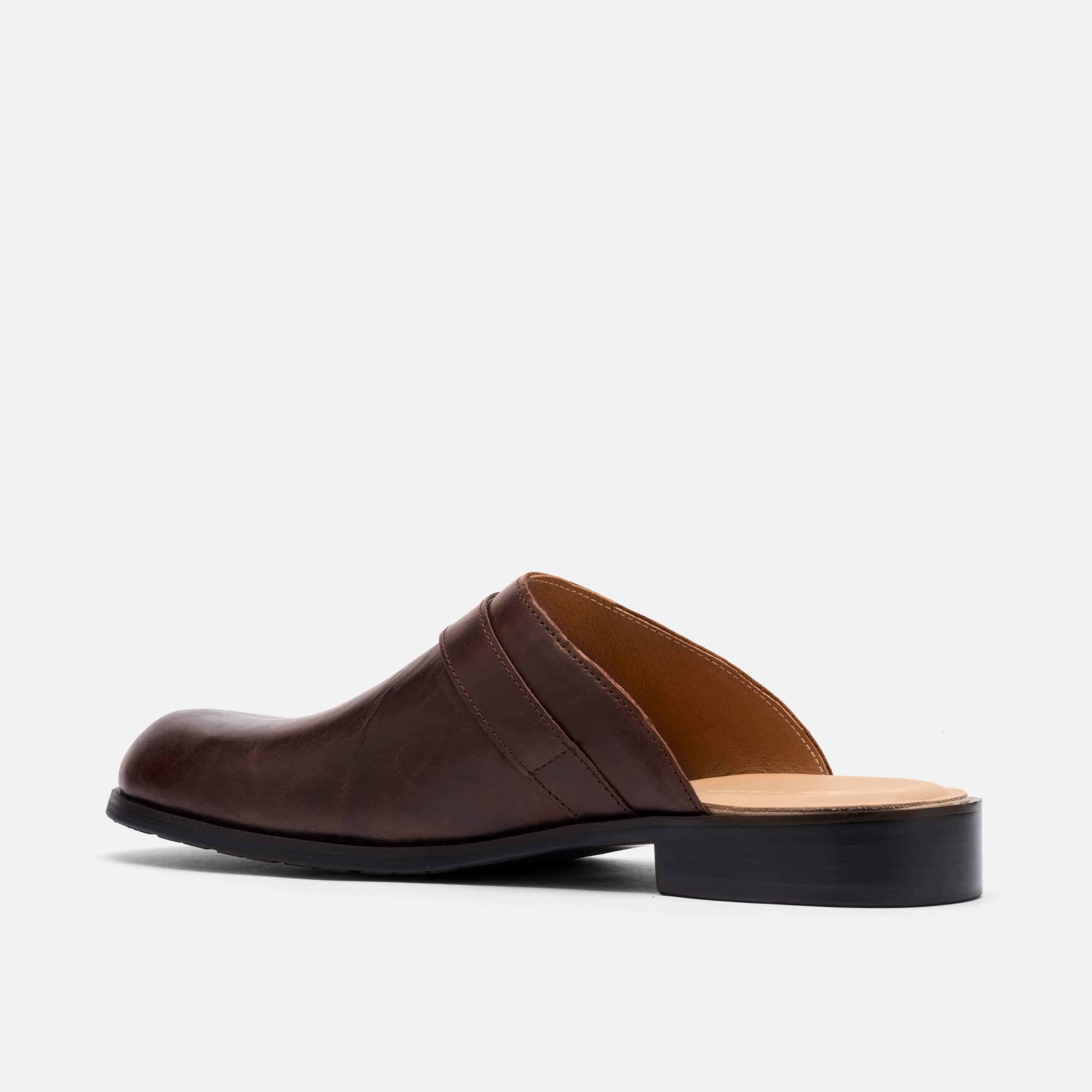 Diego Brown Distressed Leather Strap Mules