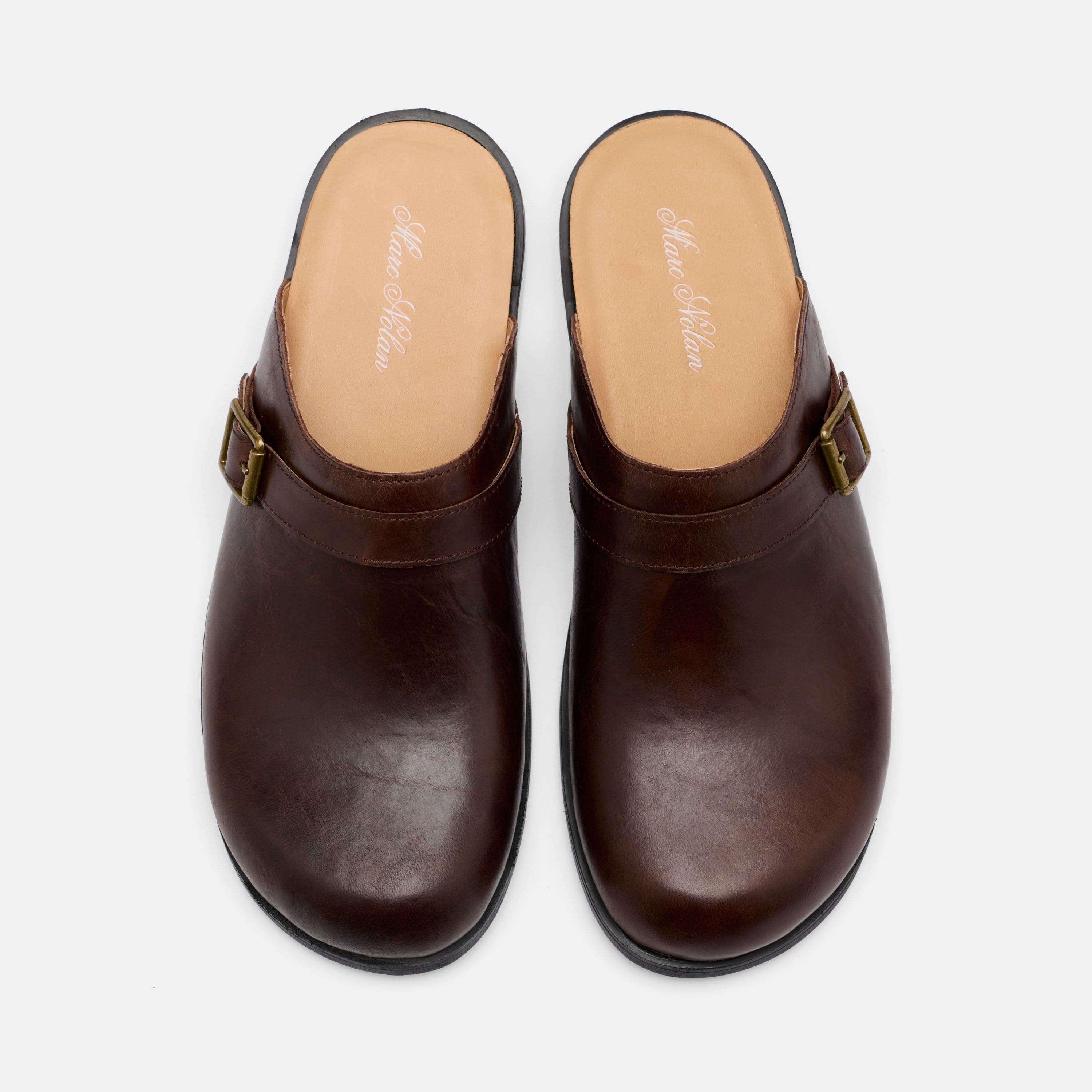 Diego Brown Distressed Leather Strap Mules