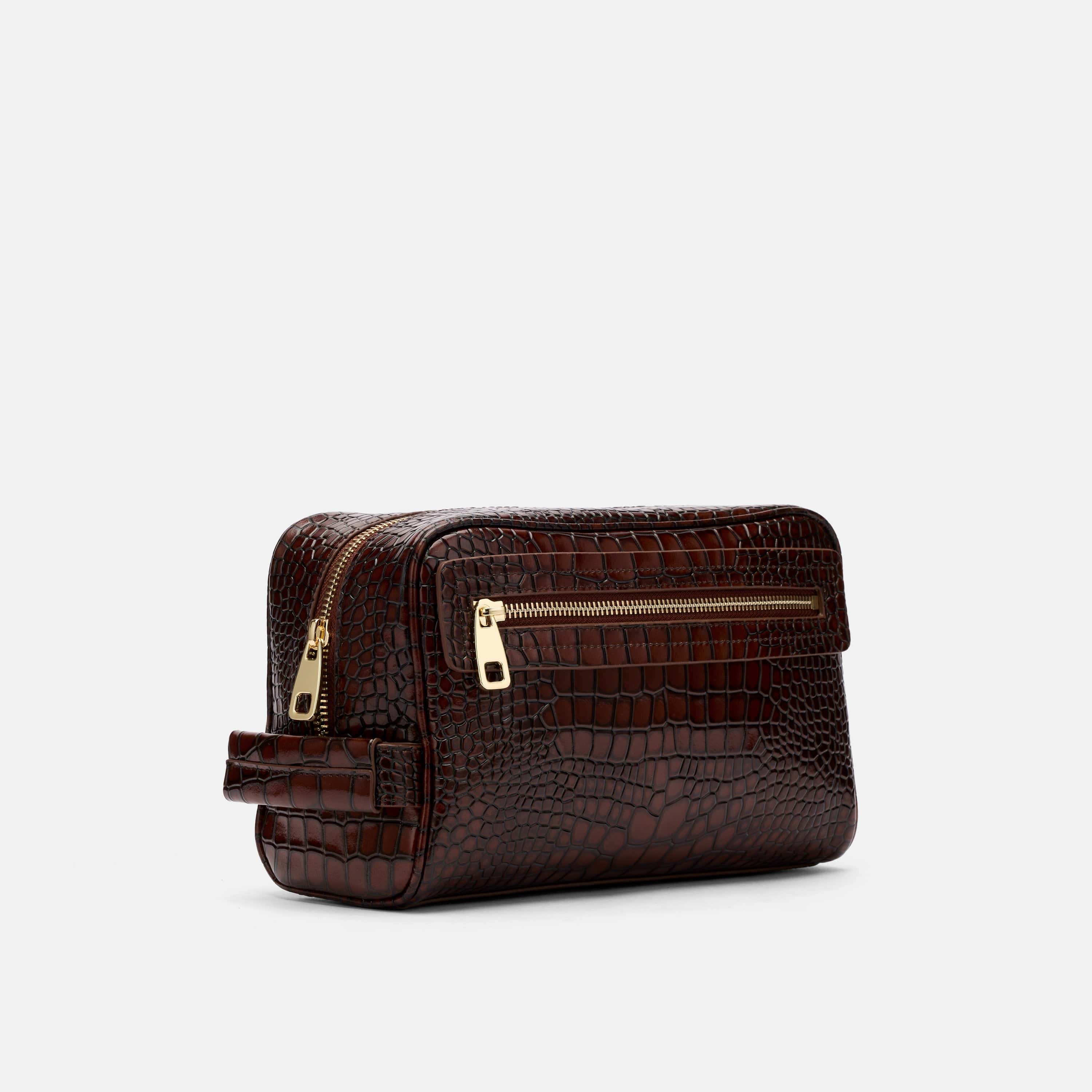マーク＆ロナ★Gauge Camo Dopp Kit スカルカモクラッチポーチ茶 Marc Nolan Dopp Kit - Brown Crocskin