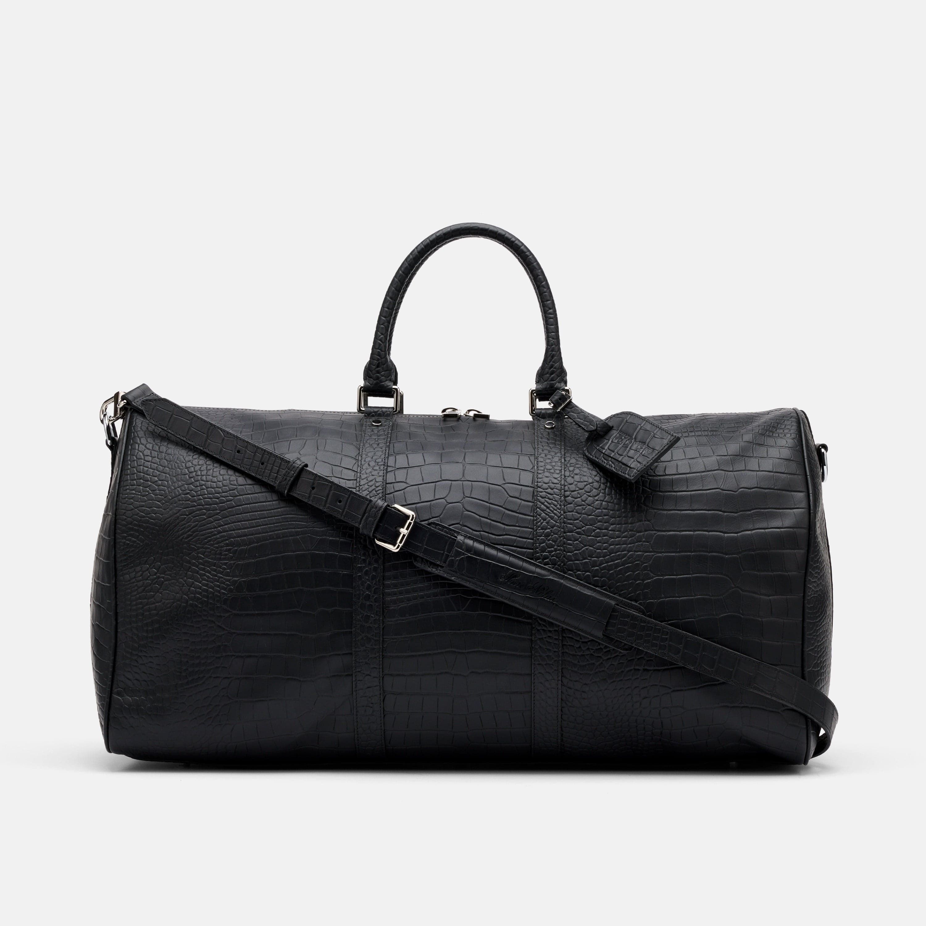 Marc Nolan Large Weekender Duffle Bag - Black Crocskin