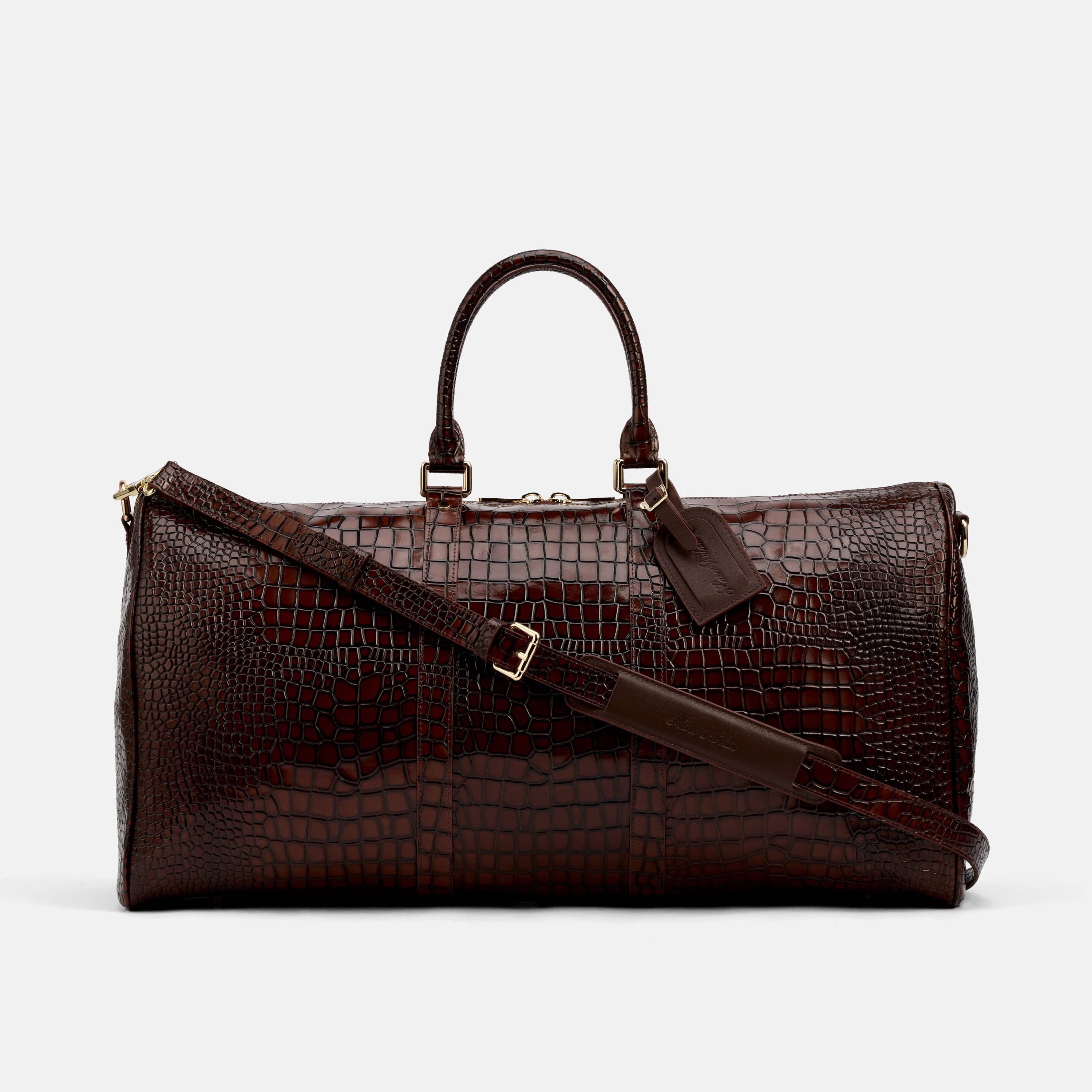 Marc Nolan Large Weekender Duffle Bag - Brown Crocskin