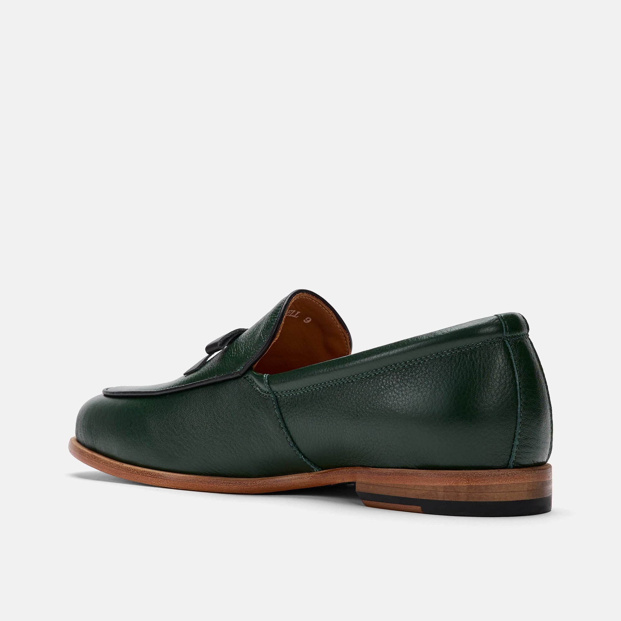 Odell Forest Green Leather Belgian Loafers