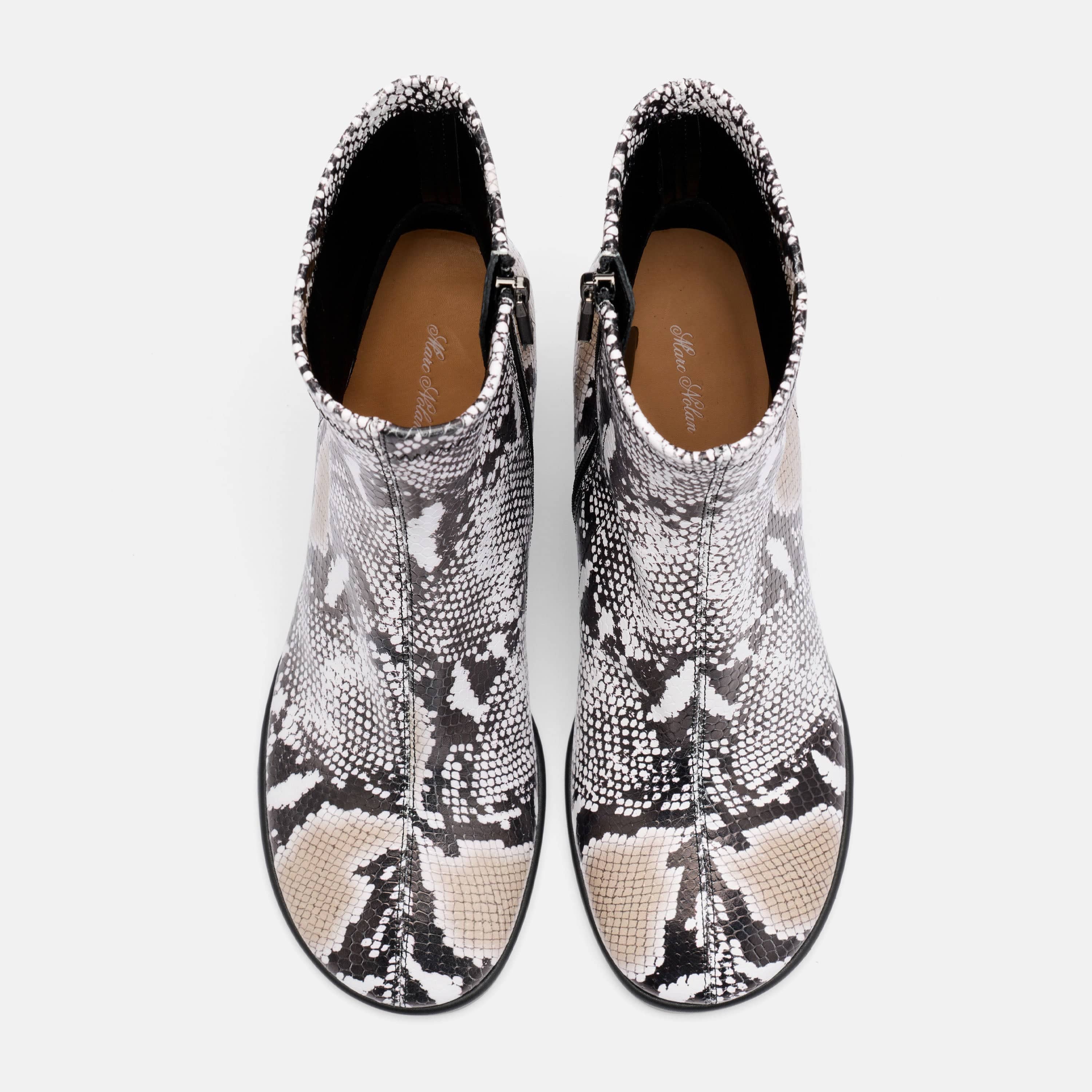 Gloria White Snake Leather Stiletto Ankle Boots