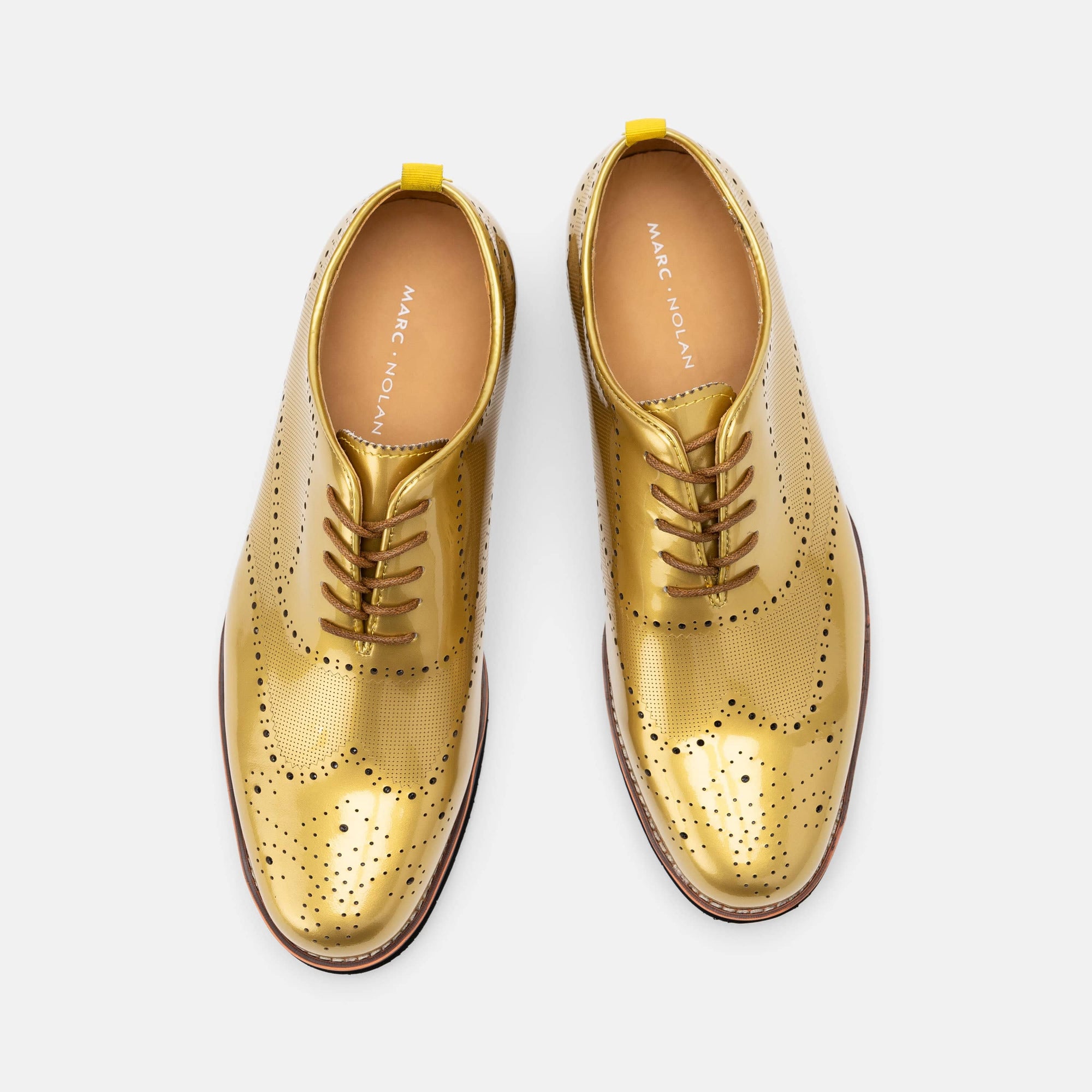 Oscar Gold Patent Leather Wholecut Brogue Sneakers