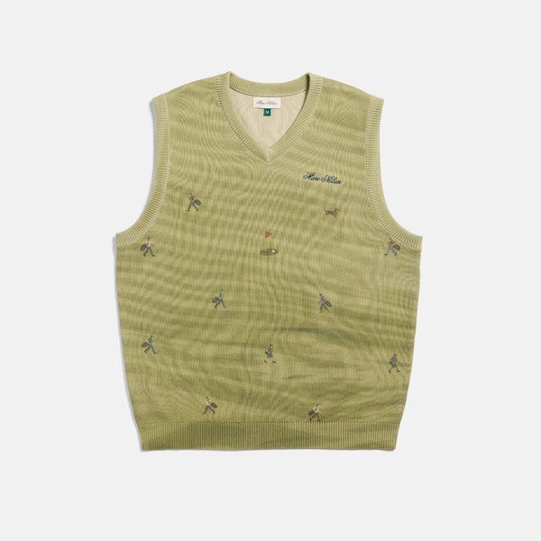Golf Players Knit Vest - Mossy Green