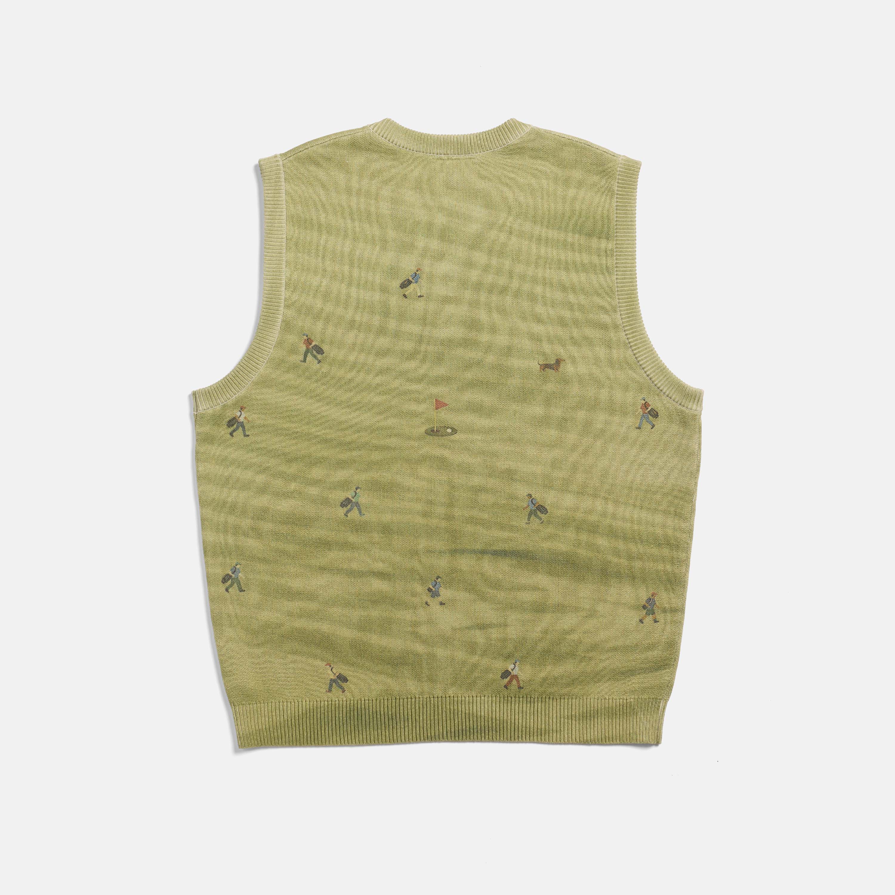 Golf Players Knit Vest - Mossy Green