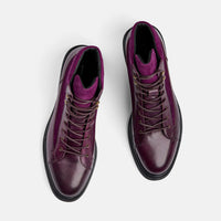 Aiden Grape Leather Combat Boots