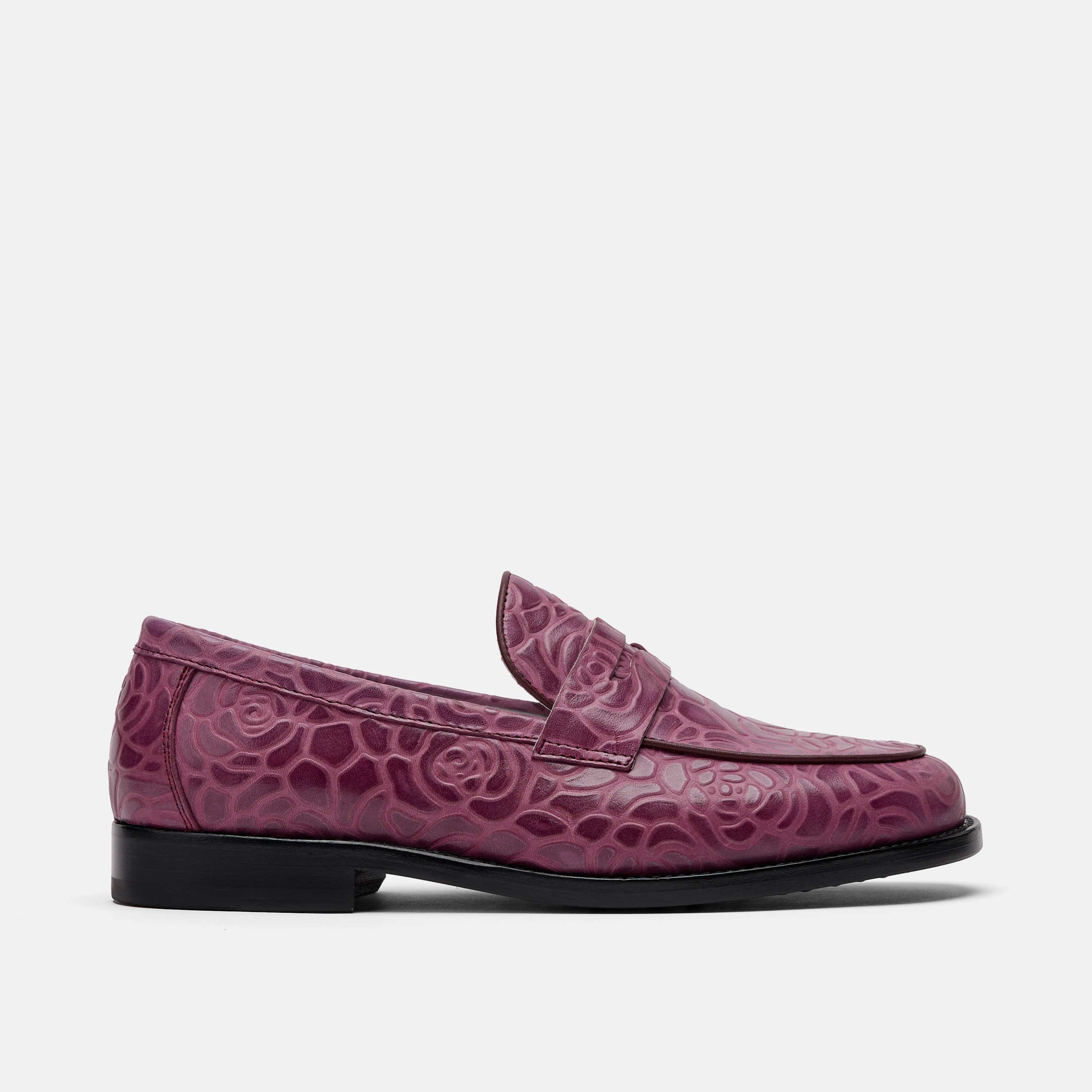 Women Purple Floral Penny Loafer