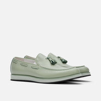 Apollo Sage Green Leather Tassel Loafers