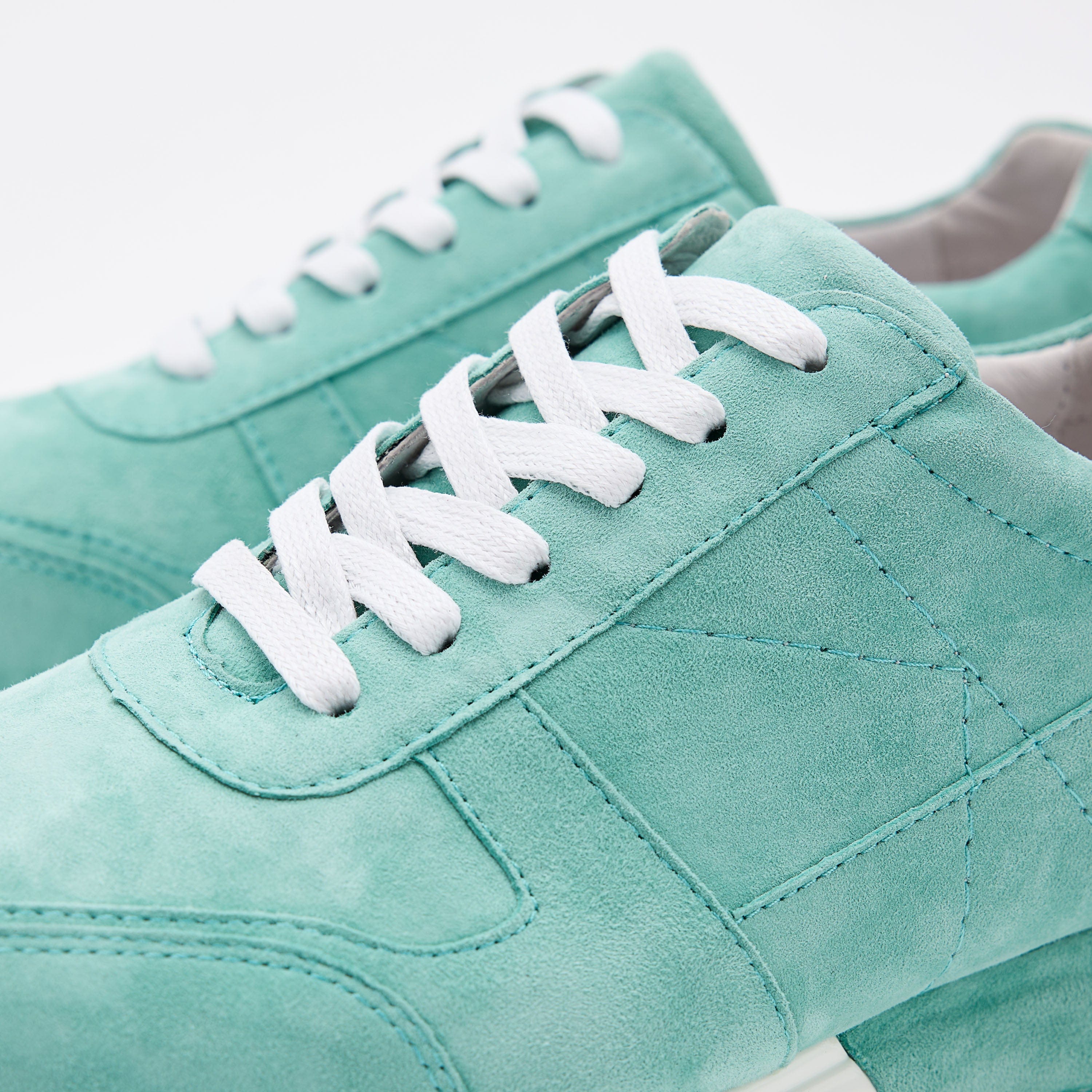 Green leather trainers online