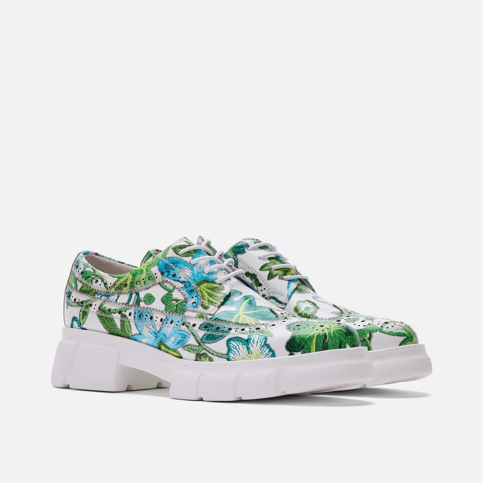 Ms. Alexander Green Floral Lug Wingtip Sneakers