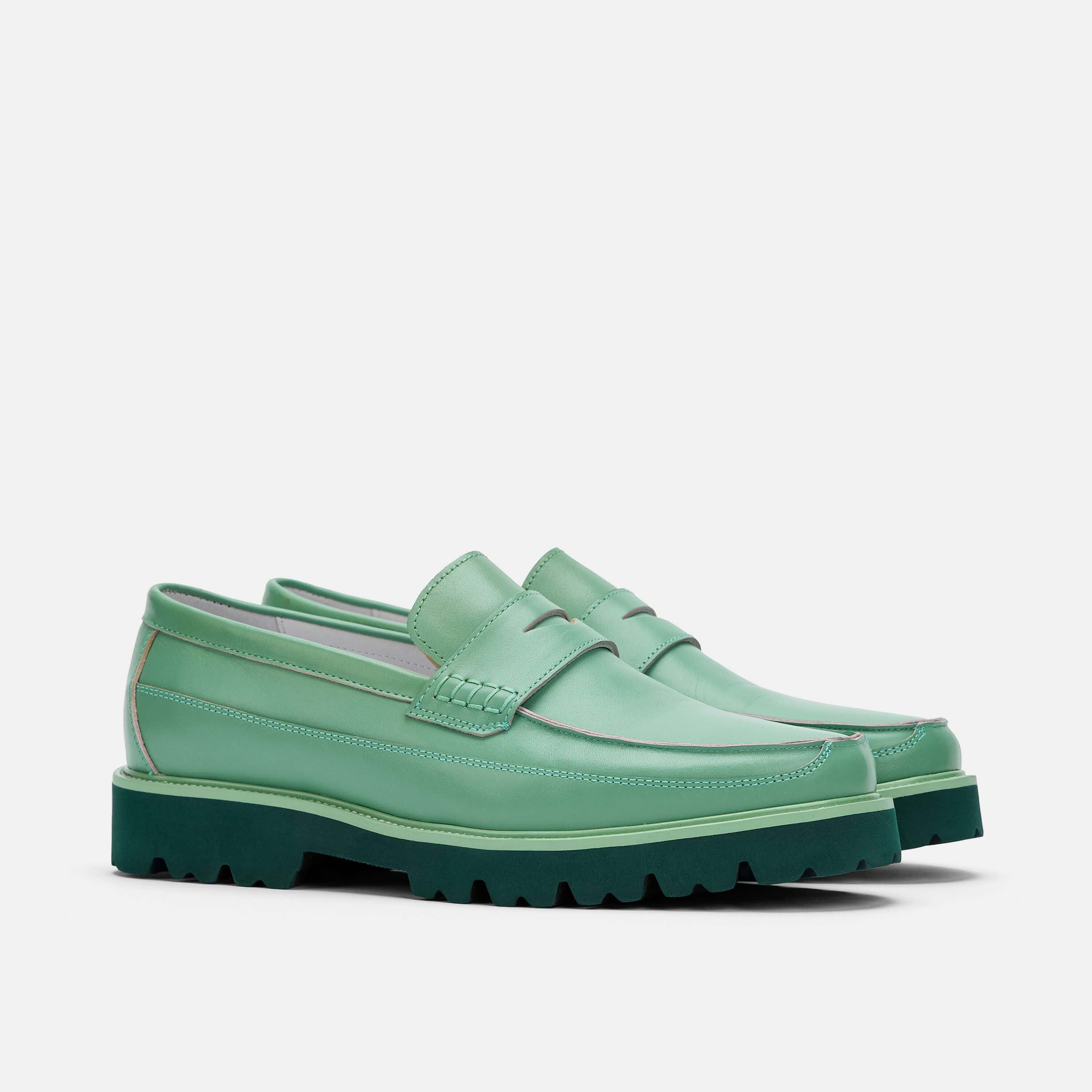 Adler Green Ombre Penny Loafers