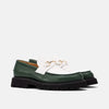 Blake Green/White Leather Lug Bit Loafers