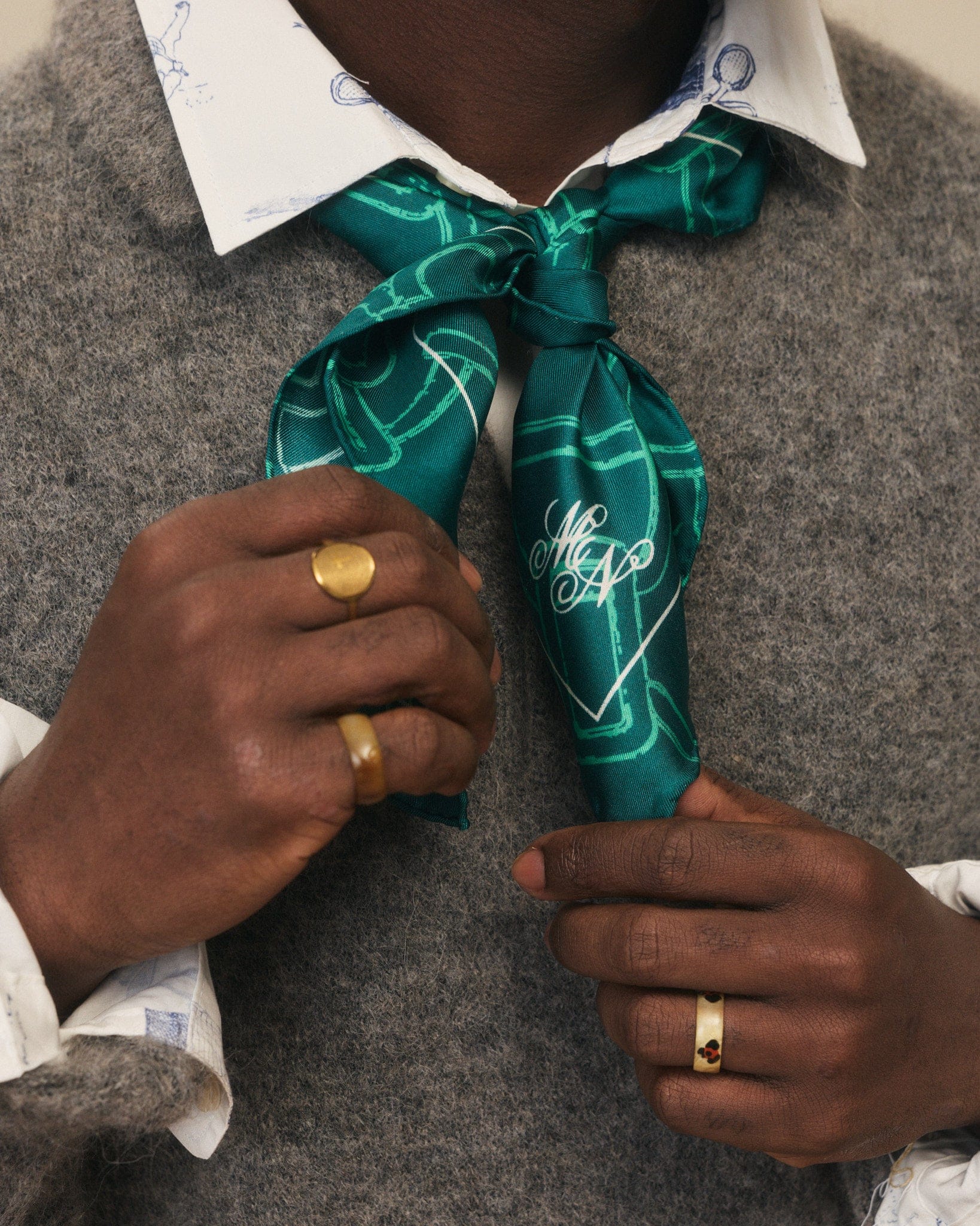 Marc Nolan Silk Scarf - Green