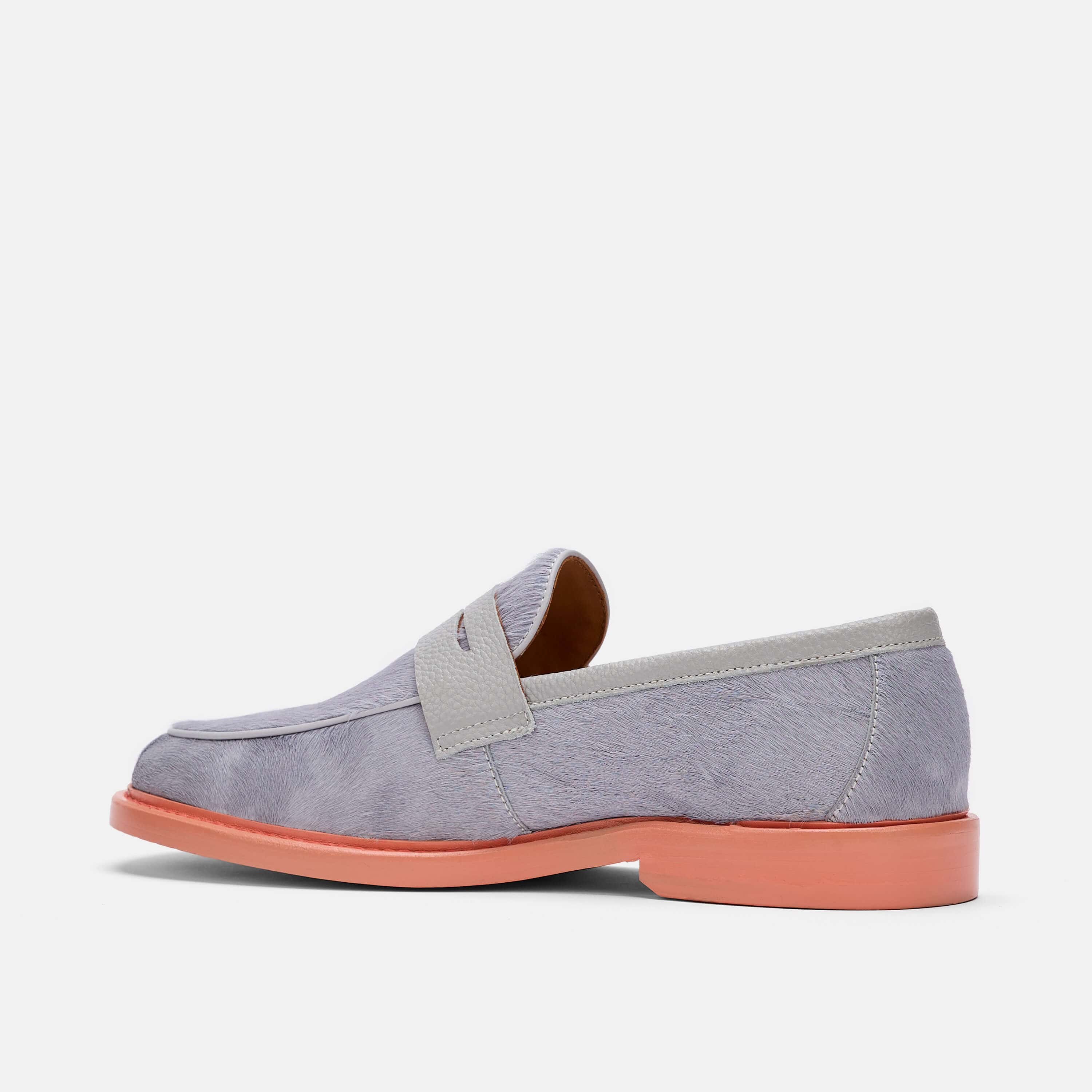 Calum Grey/Peach Leather Penny Loafers