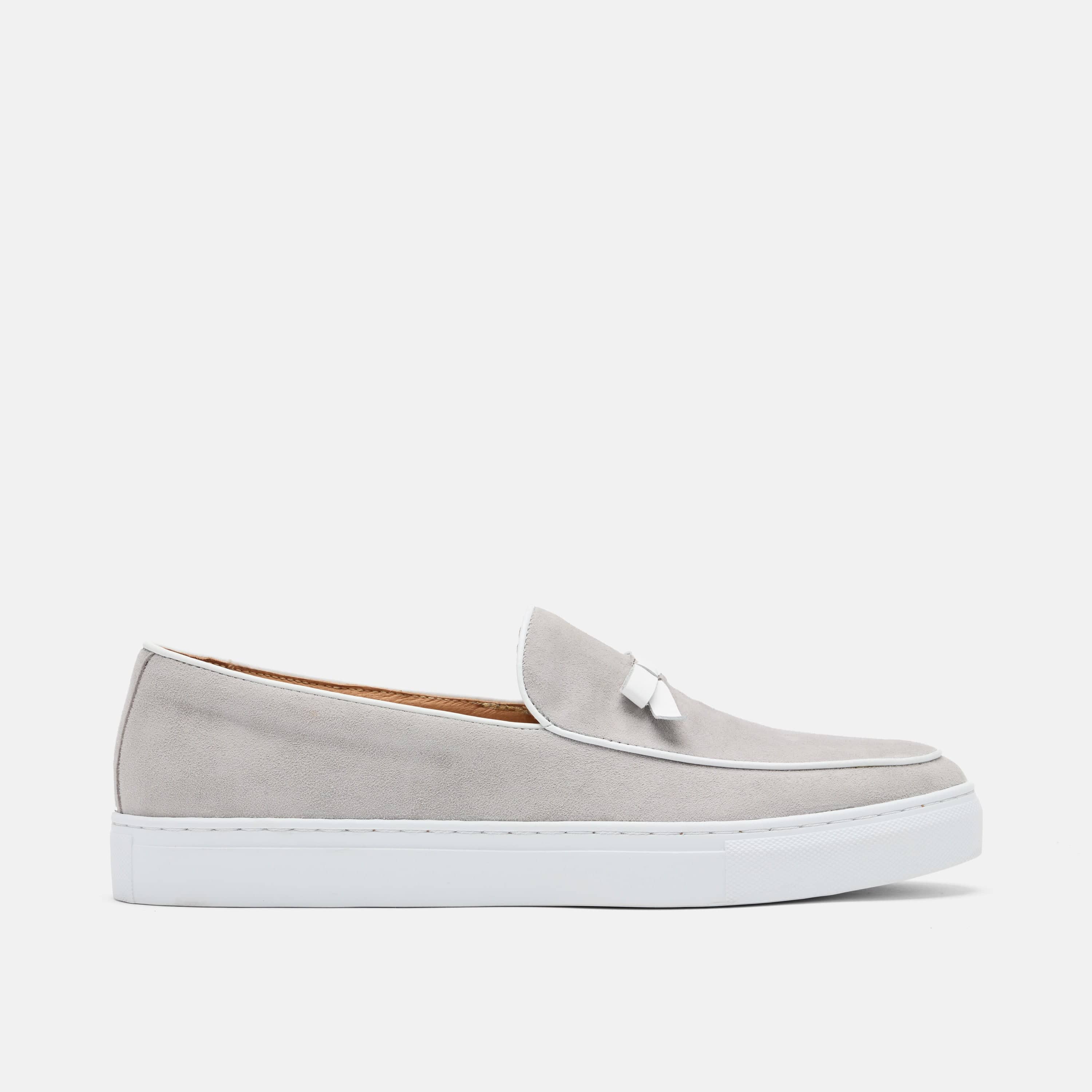 Odell Light Grey Suede Belgian Loafer Sneakers