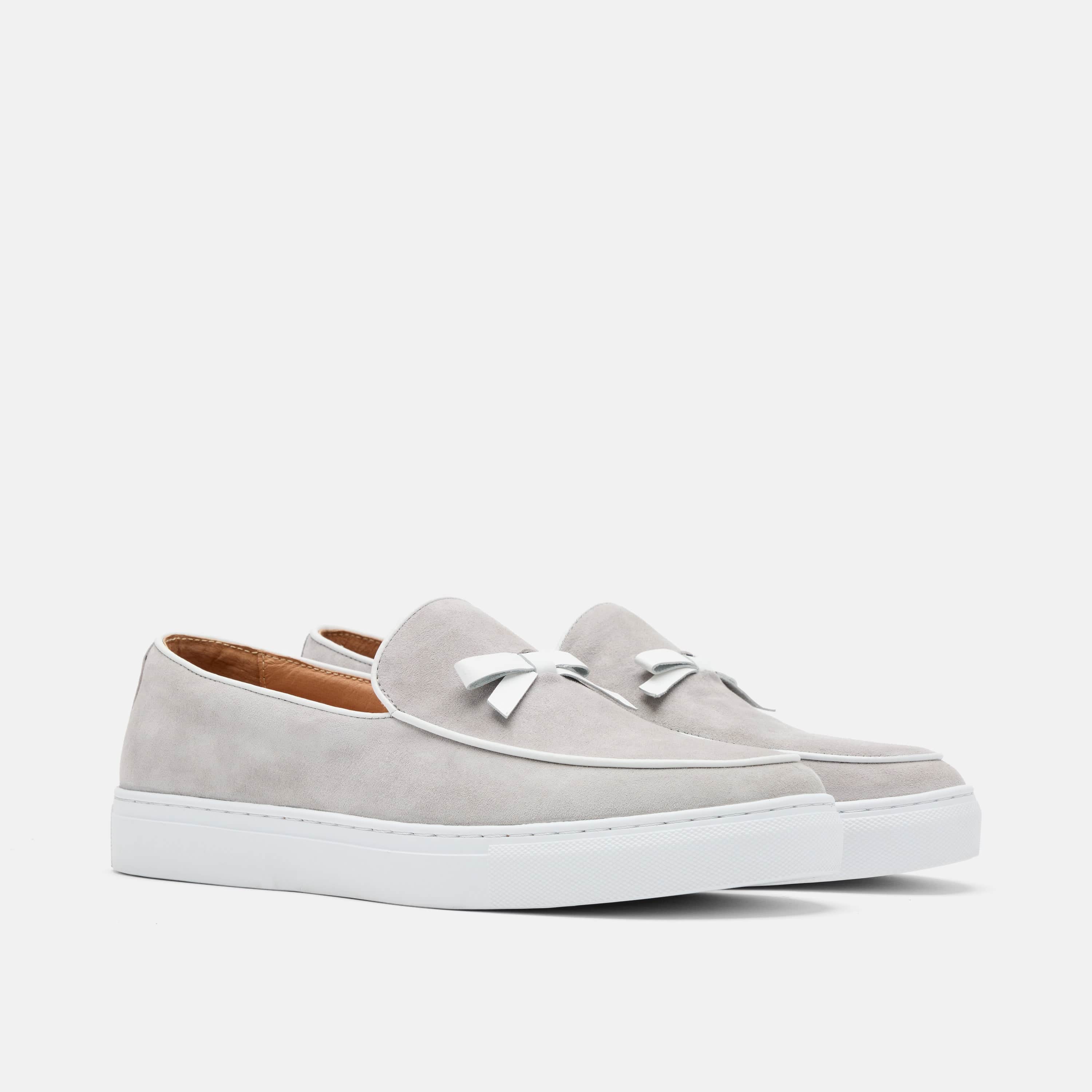 Odell Light Grey Suede Belgian Loafer Sneakers