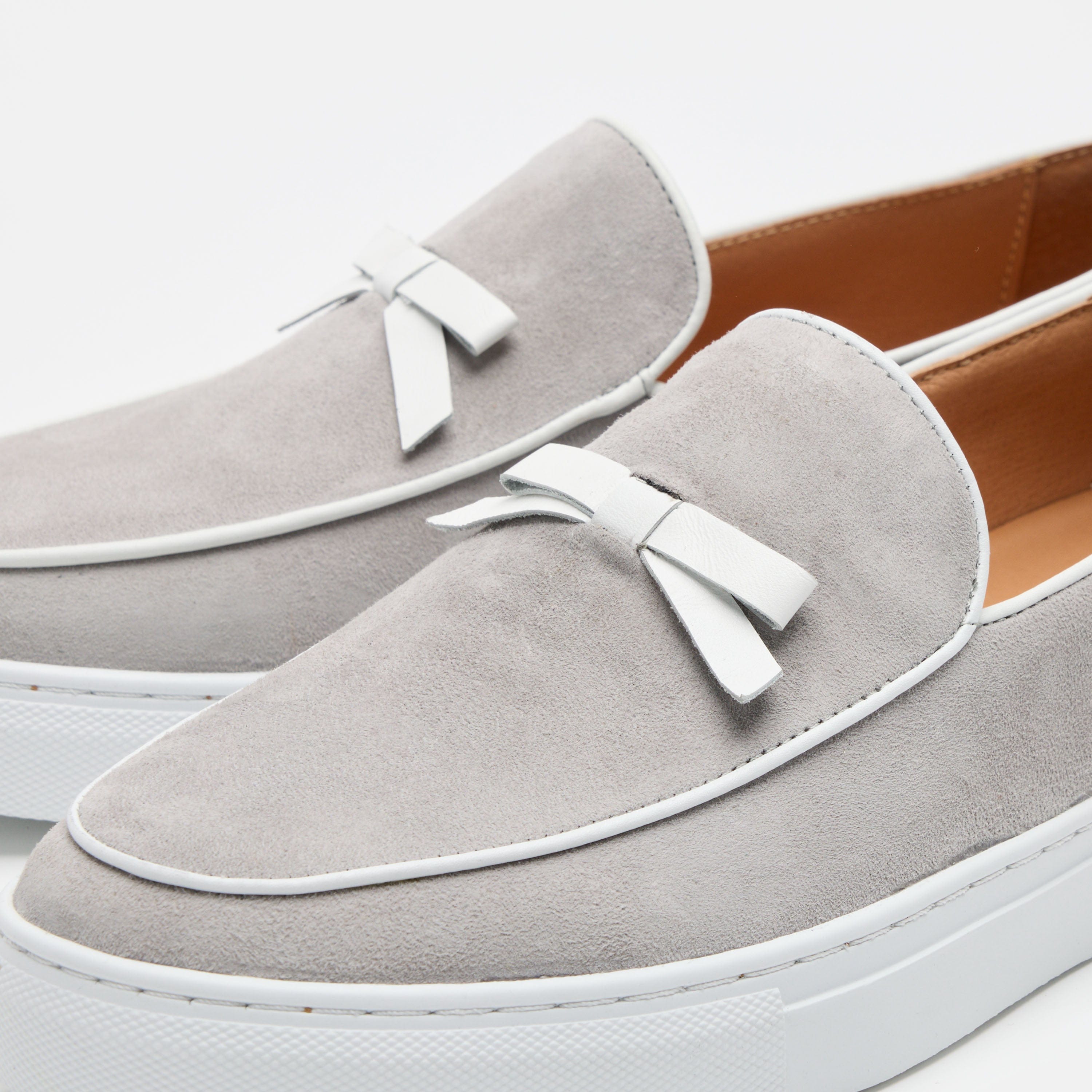 Odell Light Grey Suede Belgian Loafer Sneakers