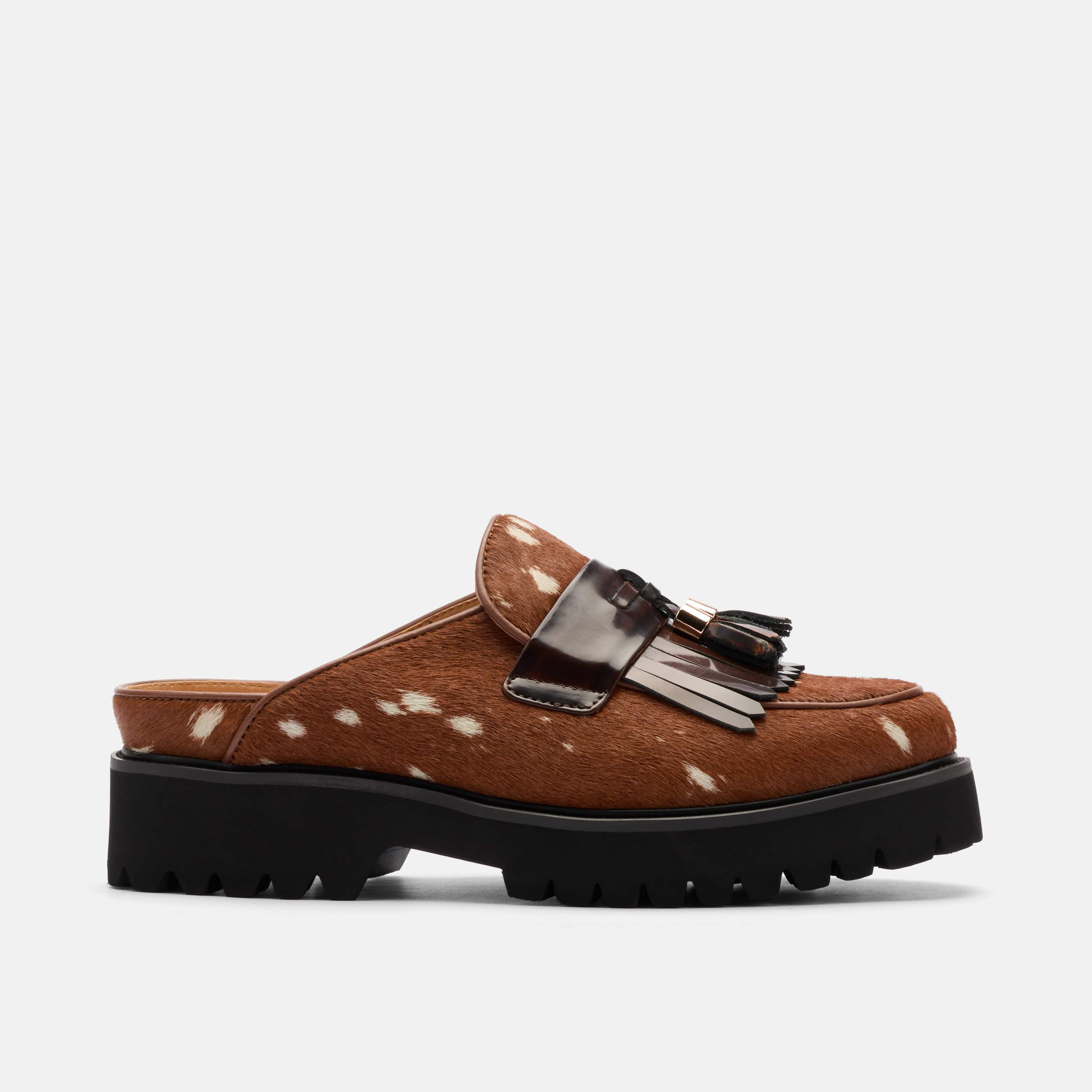 Hollis Deer Brown Tassel Mule