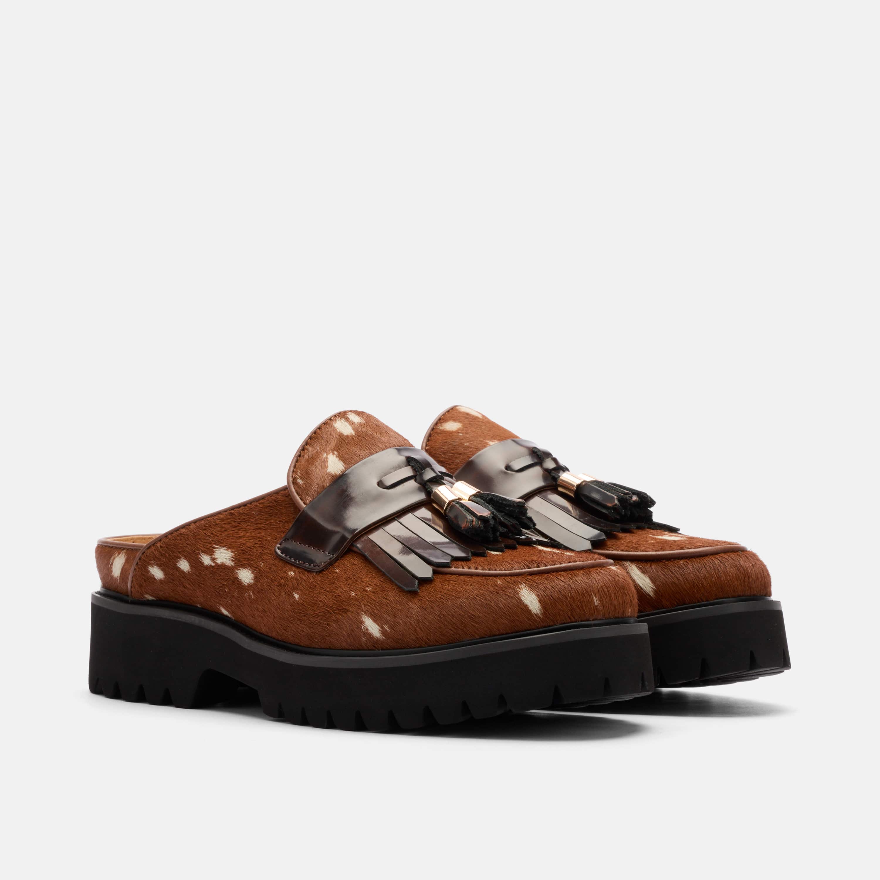 Hollis Deer Brown Tassel Mule