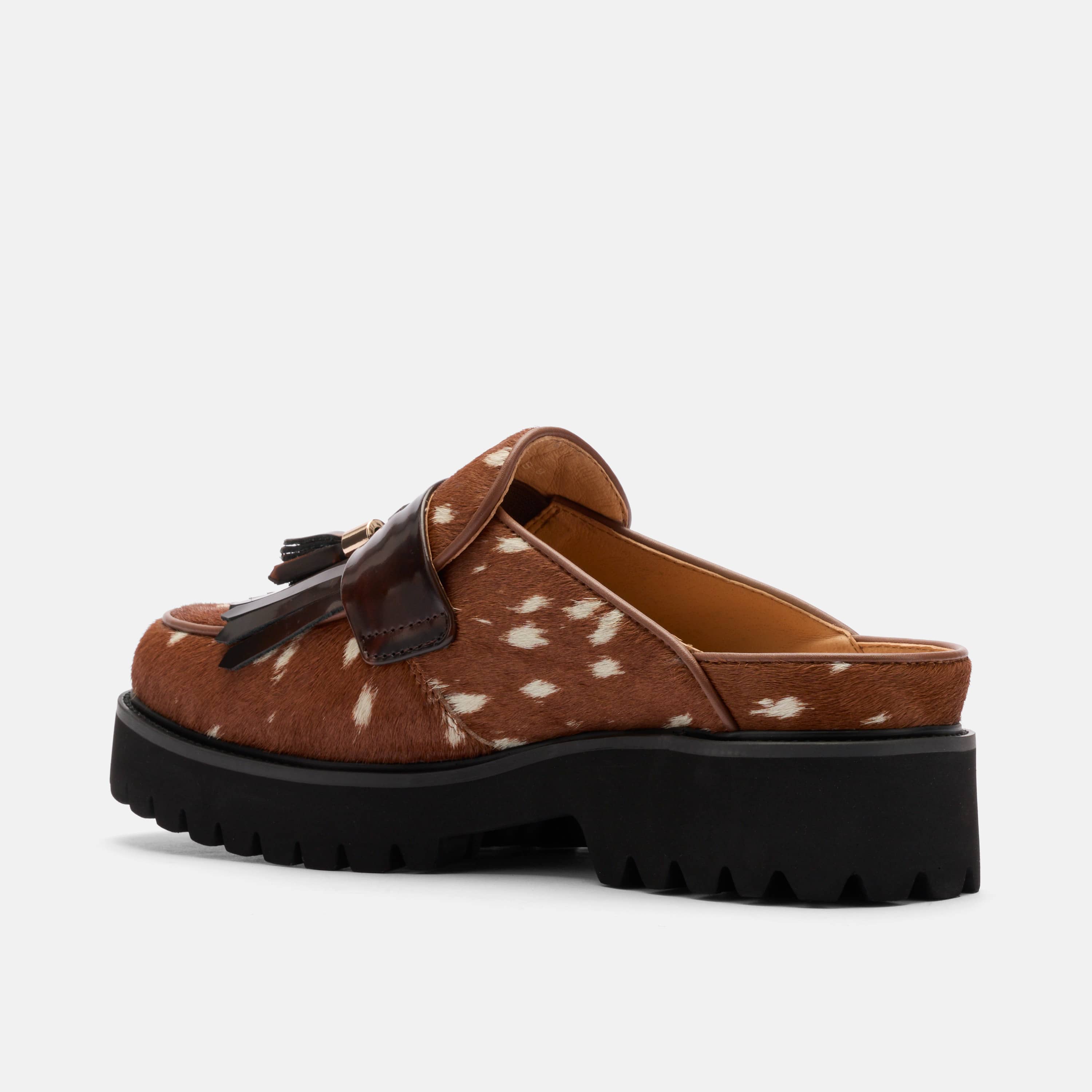 Hollis Deer Brown Tassel Mule