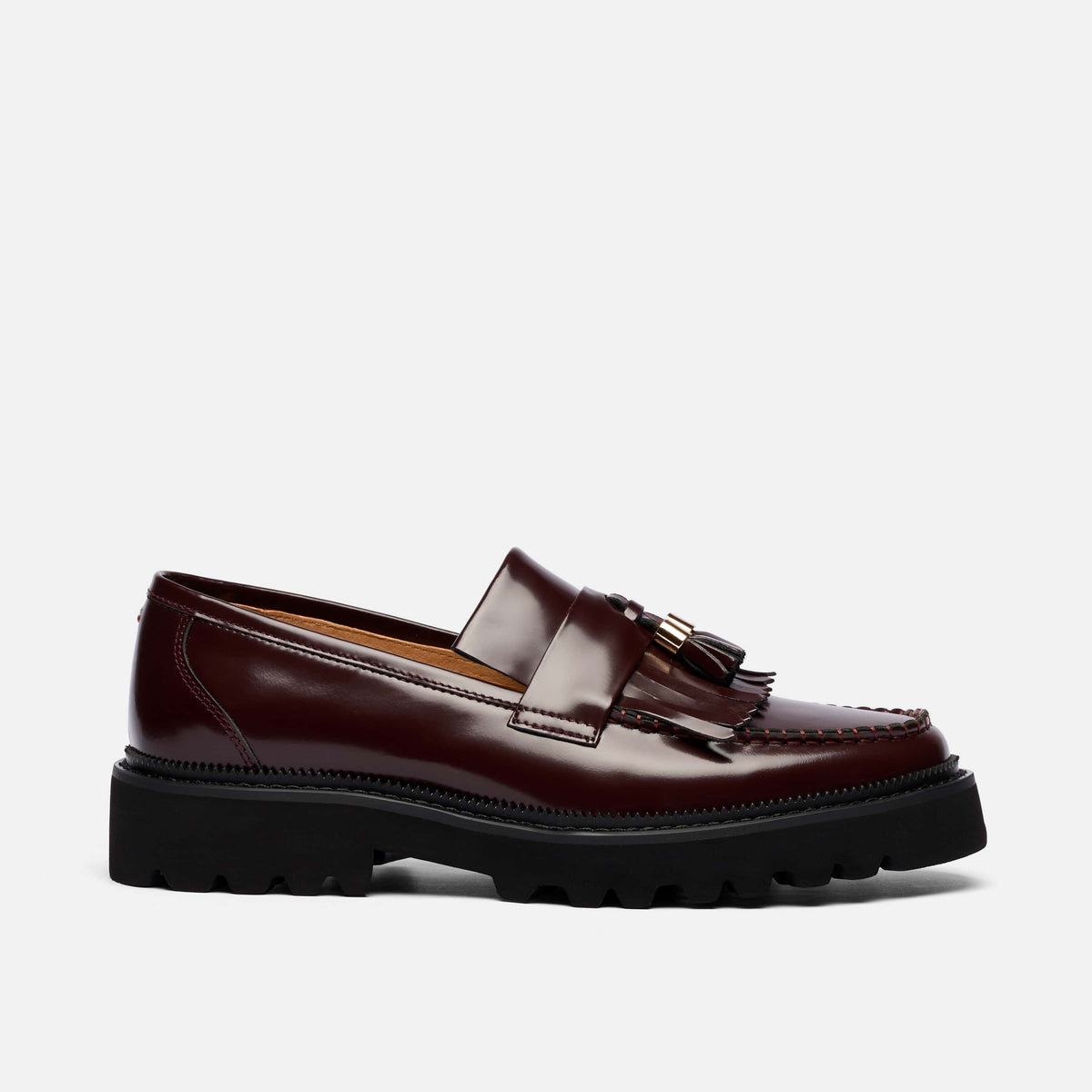 Journey Burgundy Leather Lug Tassel Loafer