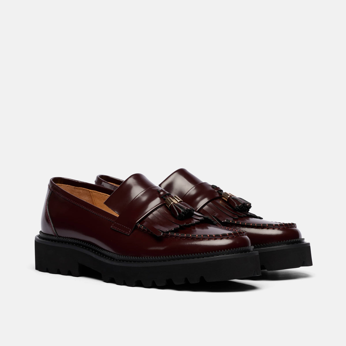 Journey Burgundy Leather Lug Tassel Loafer
