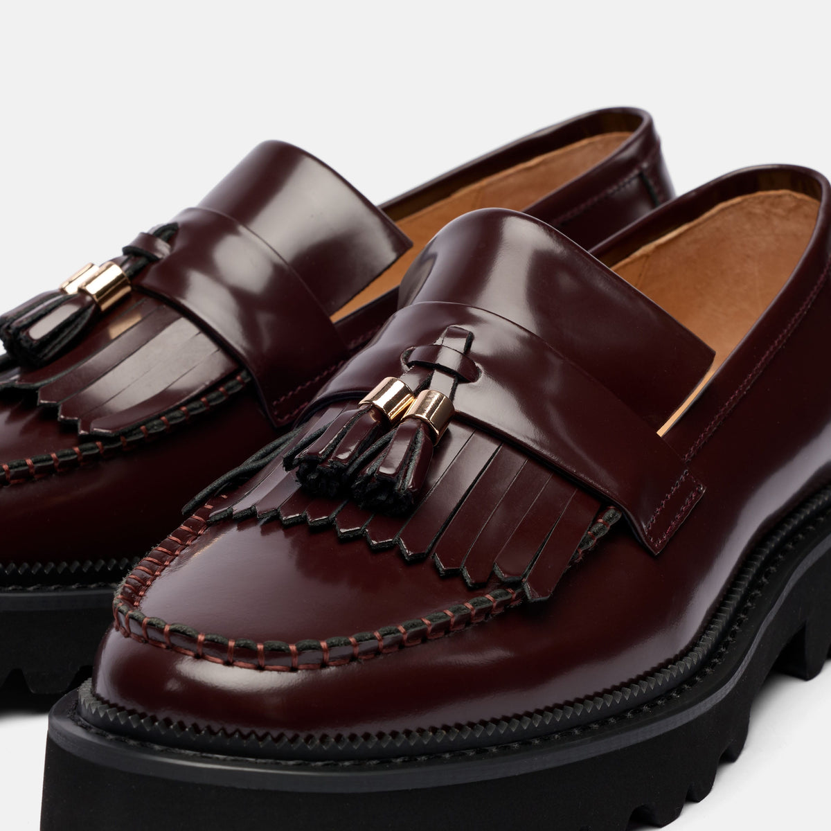 Journey Burgundy Leather Lug Tassel Loafer