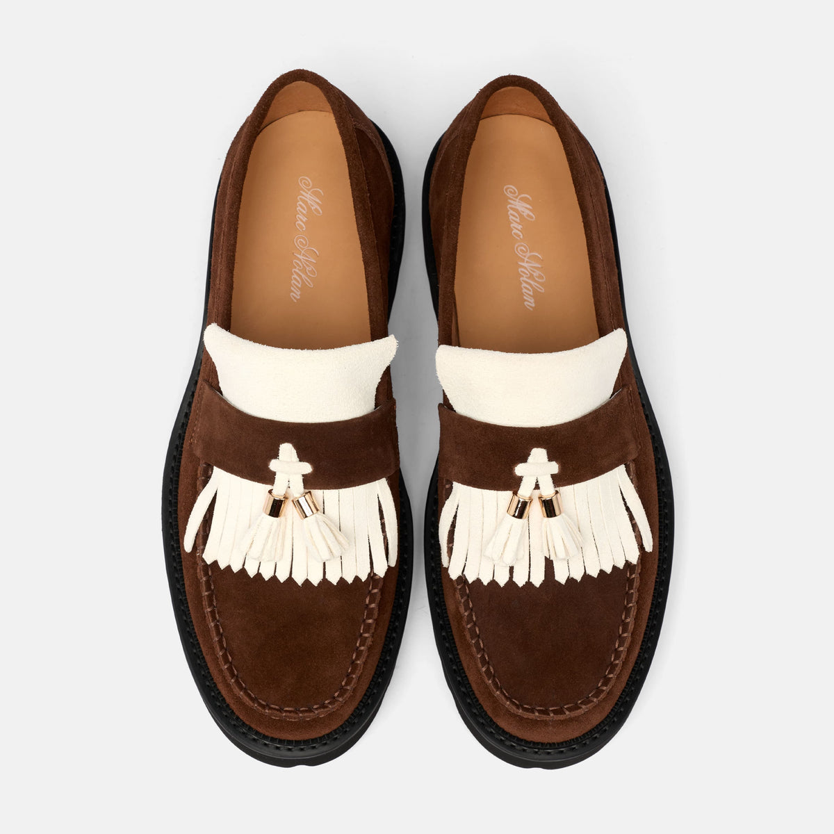 Journey Brown/White Suede Lug Tassel Loafer