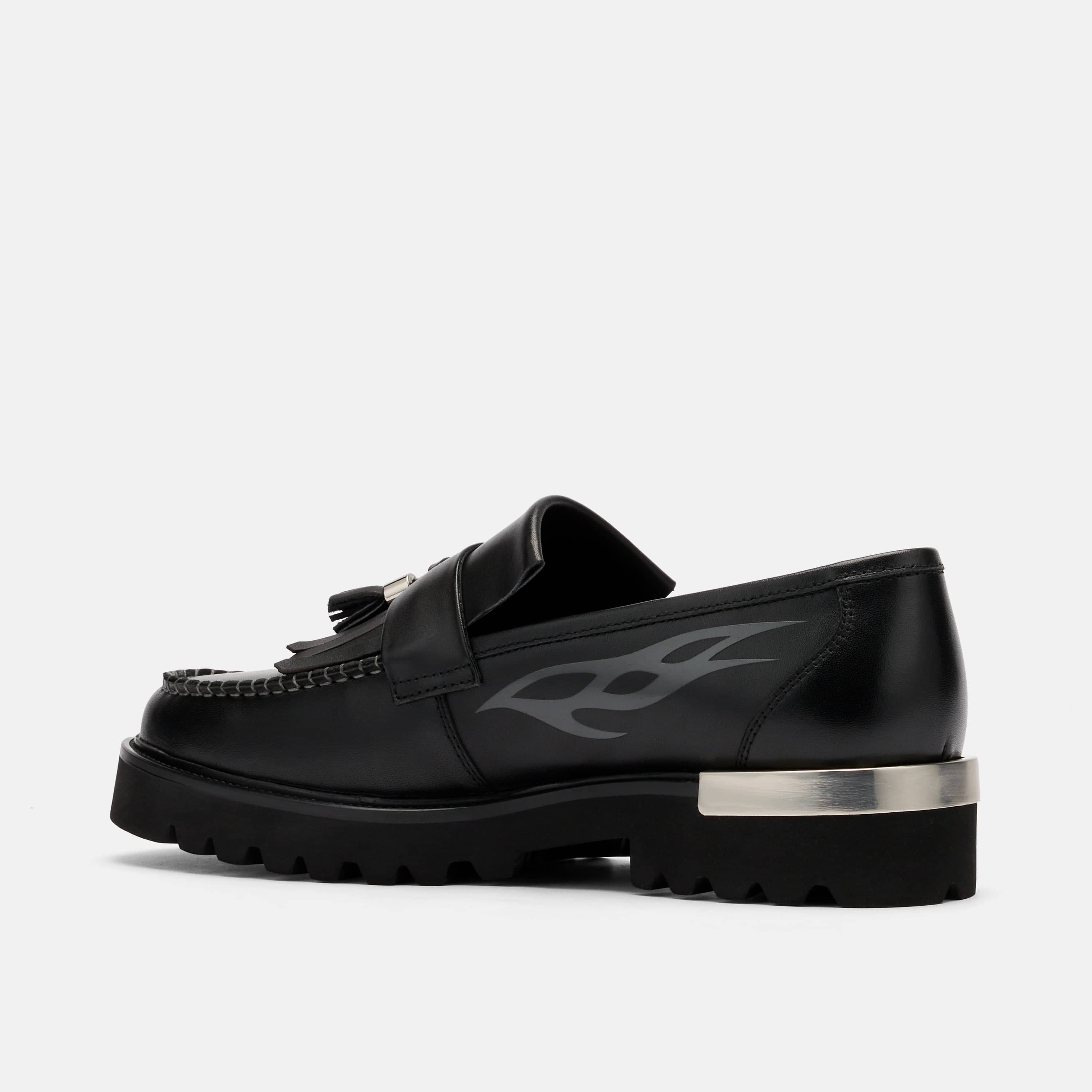 Journey Fuego Noir Leather Lug Tassel Loafer