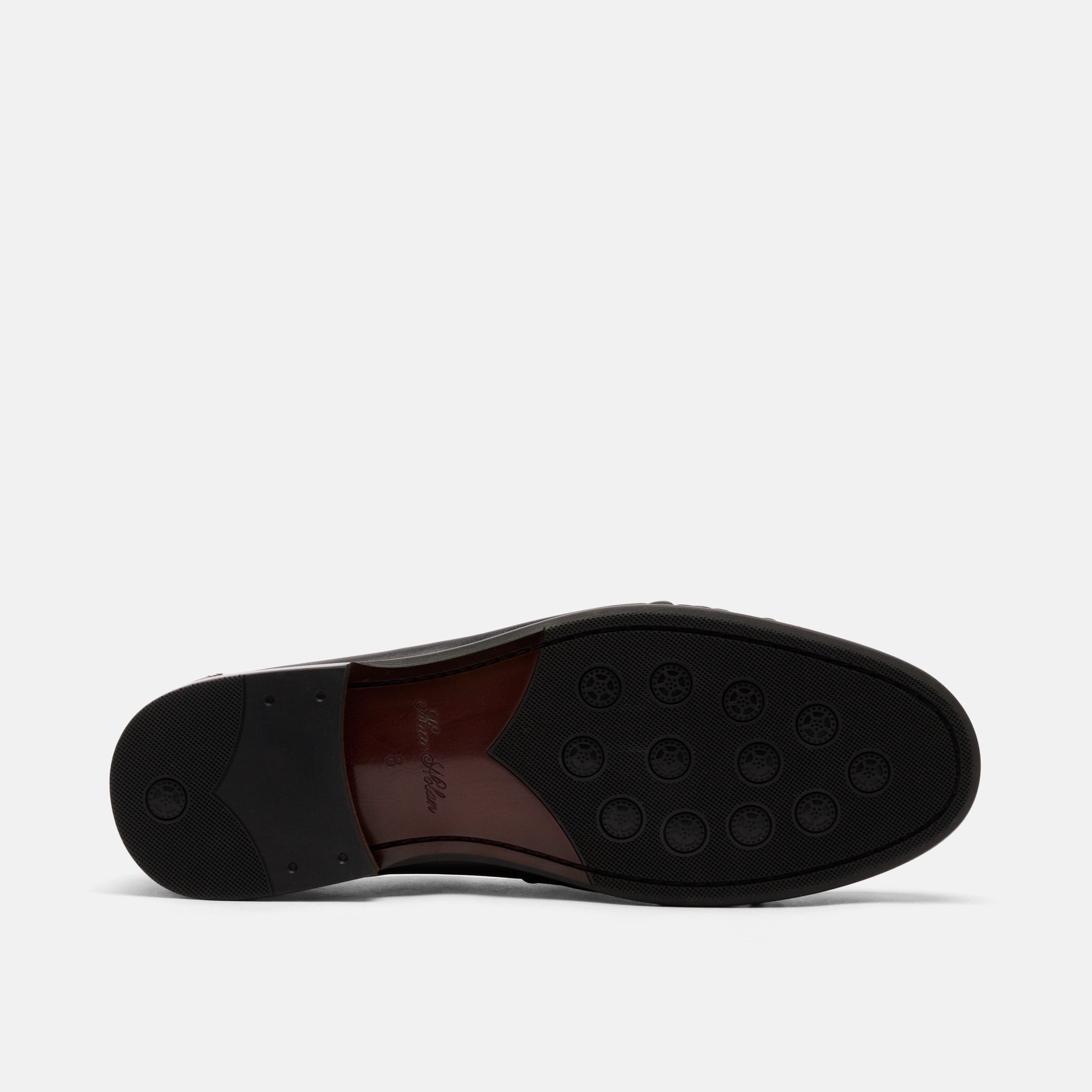 Kennedy Black Pleated Leather Penny Loafers