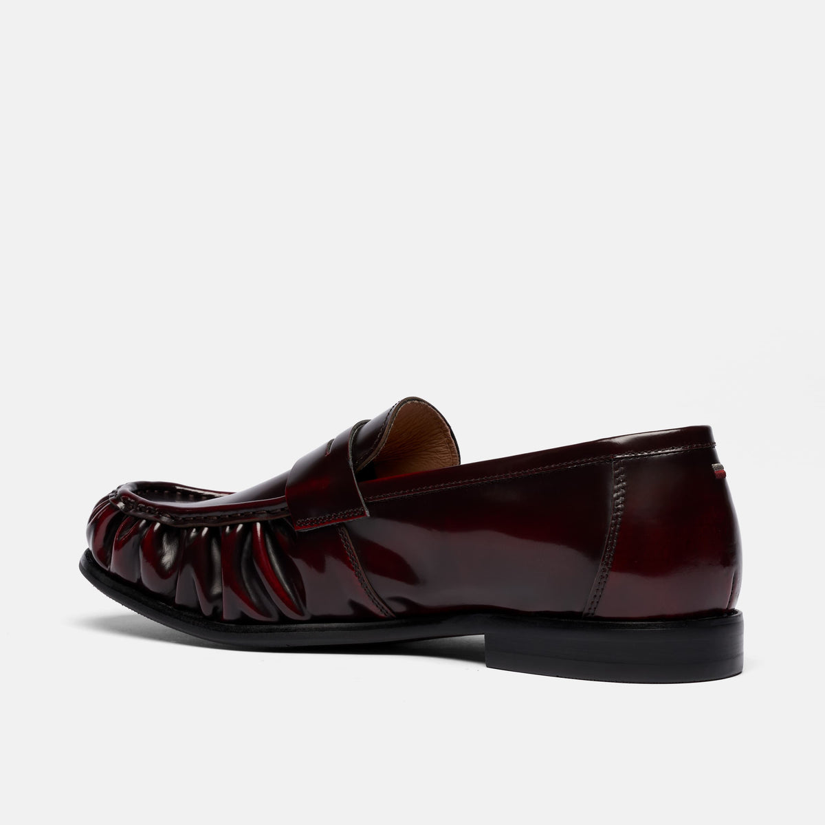 Kennedy Burgundy Patent Pleated Leather Penny Loafers