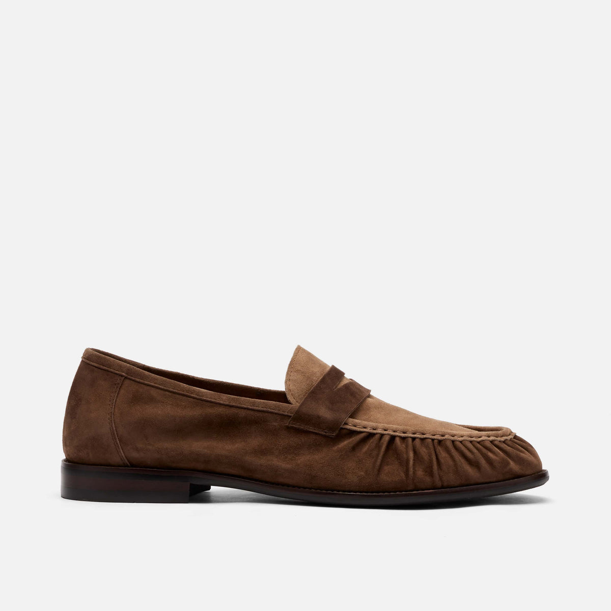 Kennedy Triple Brown Pleated Suede Penny Loafers display picture 1