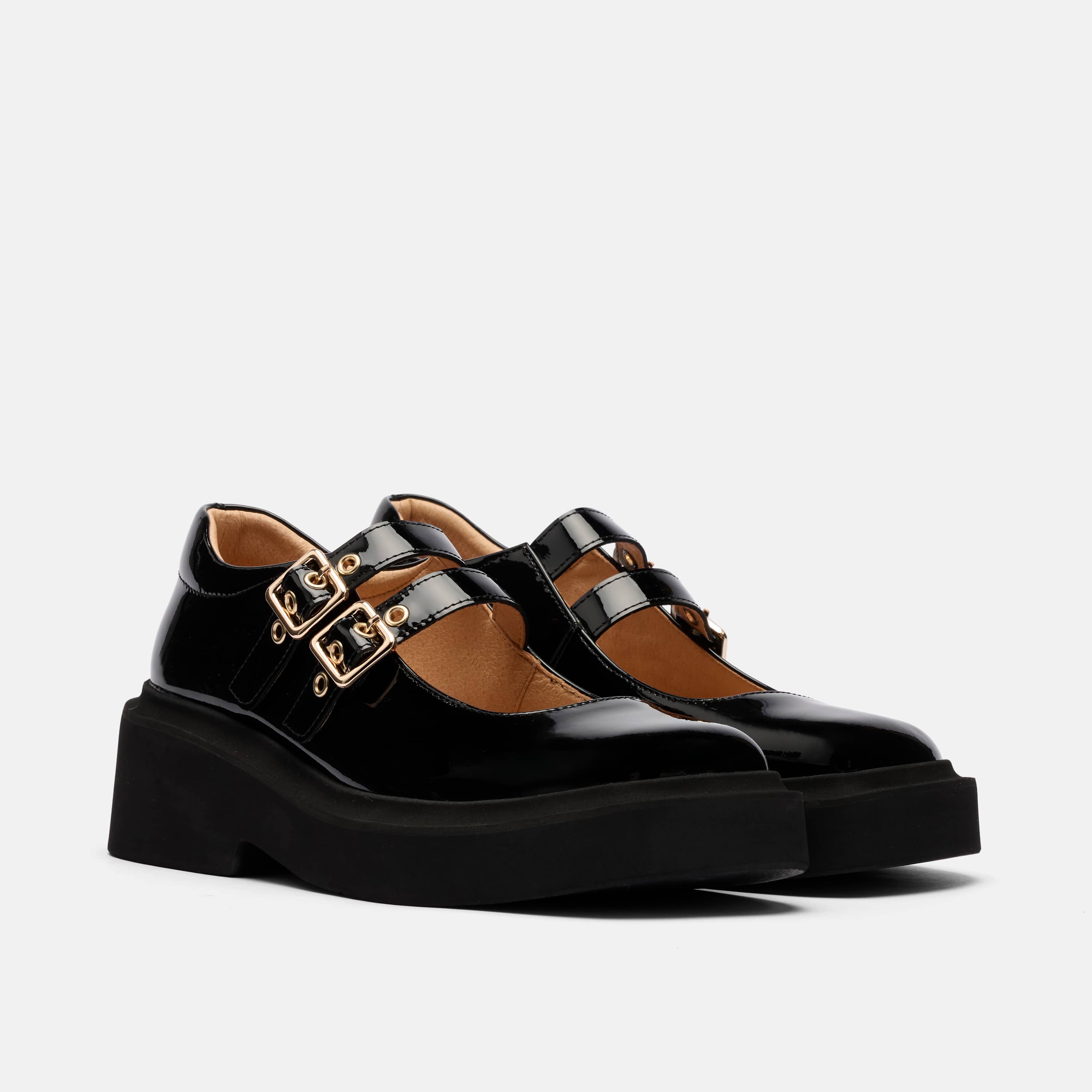Lena Black Patent Double Buckle Mary Jane