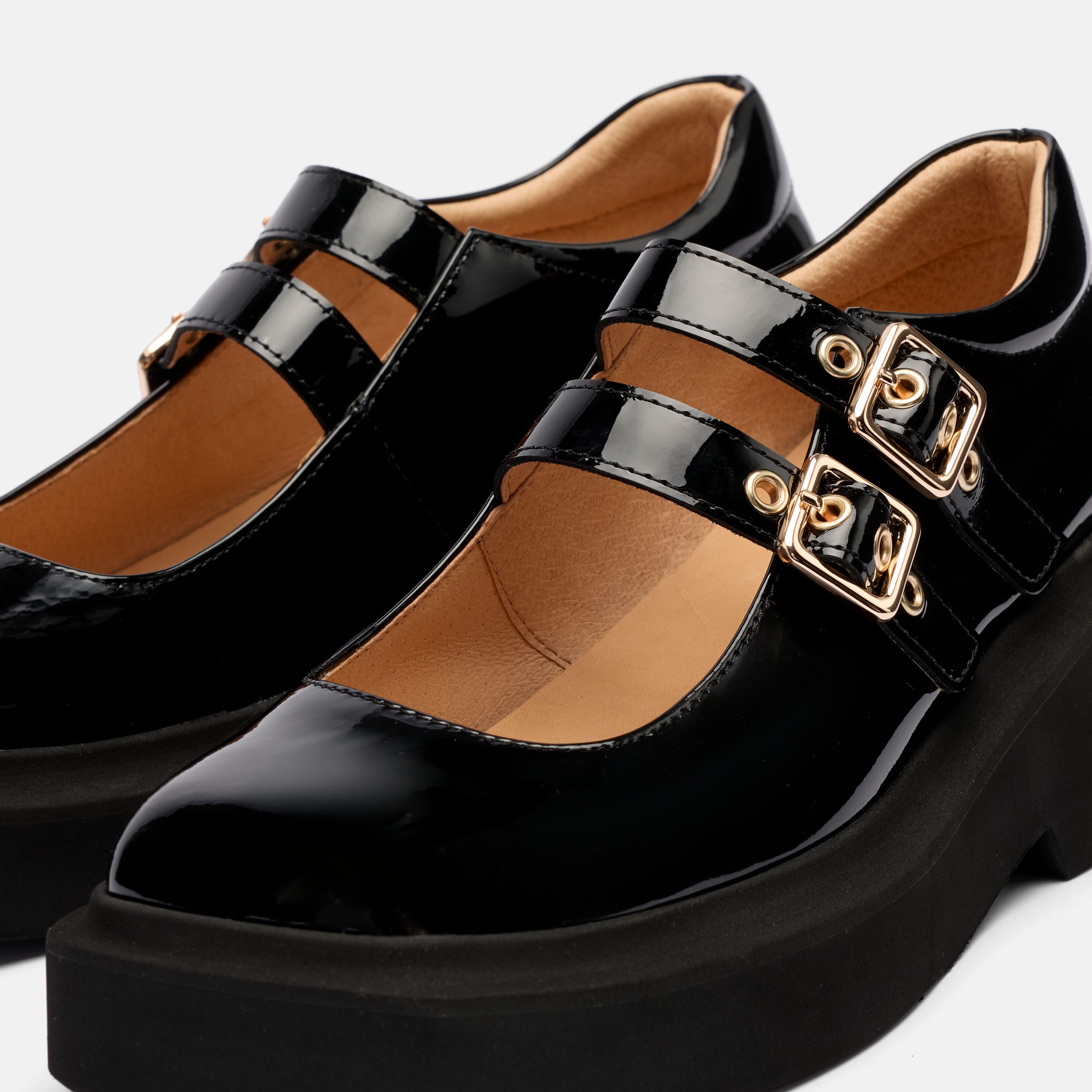 Lena Black Patent Double Buckle Mary Jane