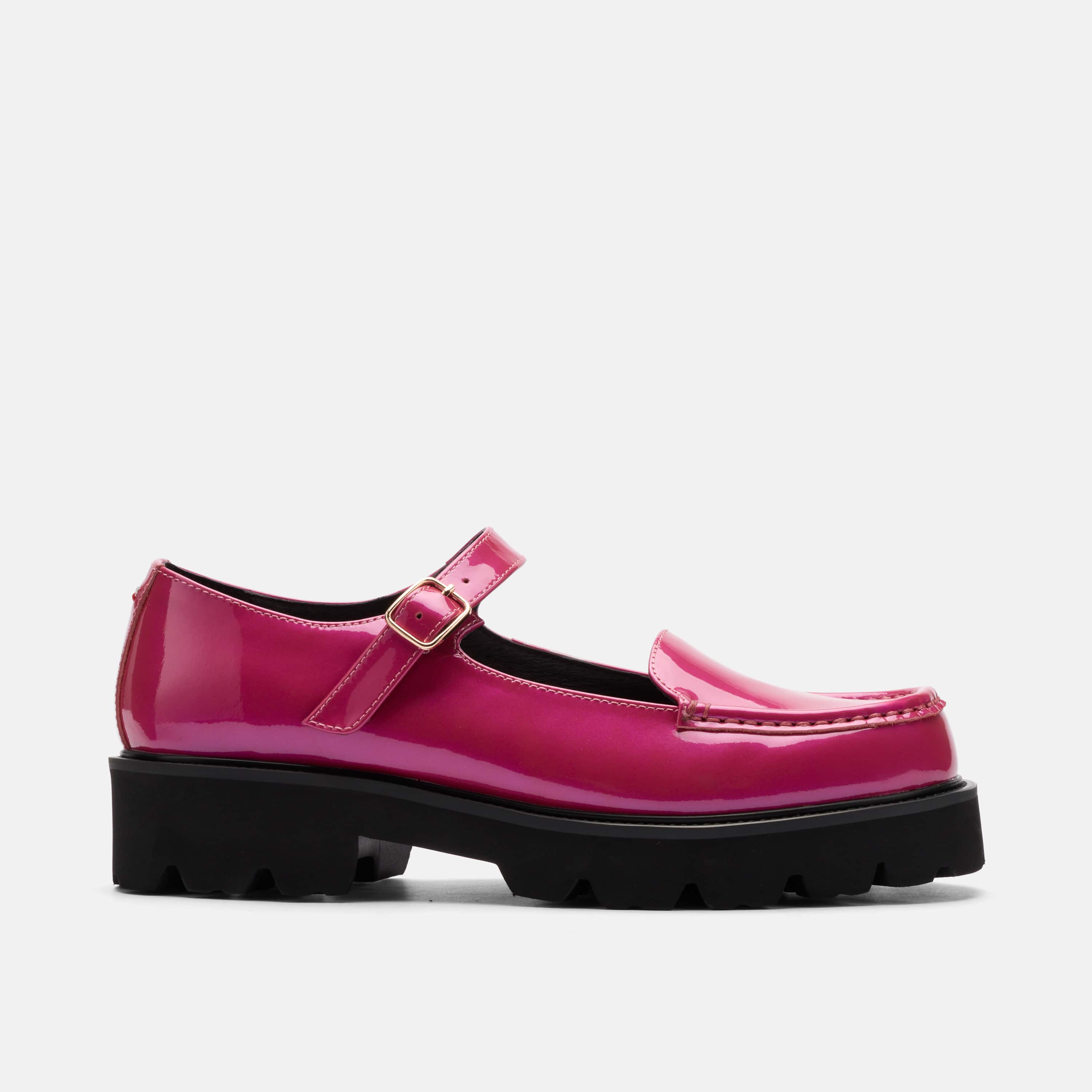 Lennox Magenta Patent Lug Mary Jane Loafer